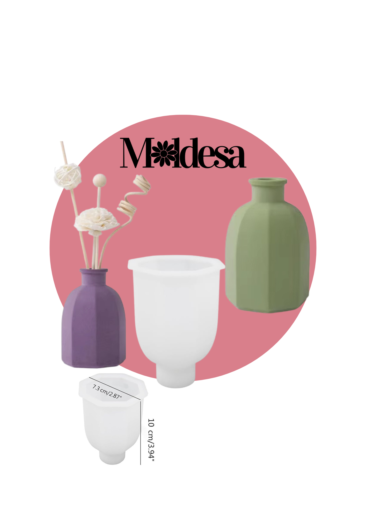 Molde de silicona para florero octagonal