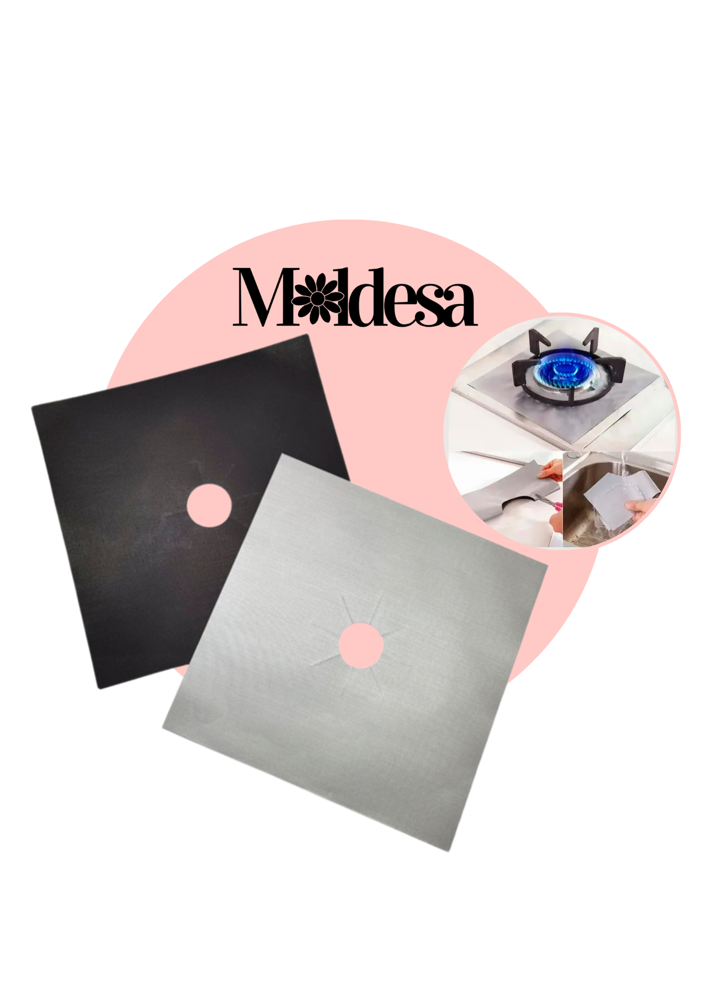 Set de 2 placas antiadherente para hornalla