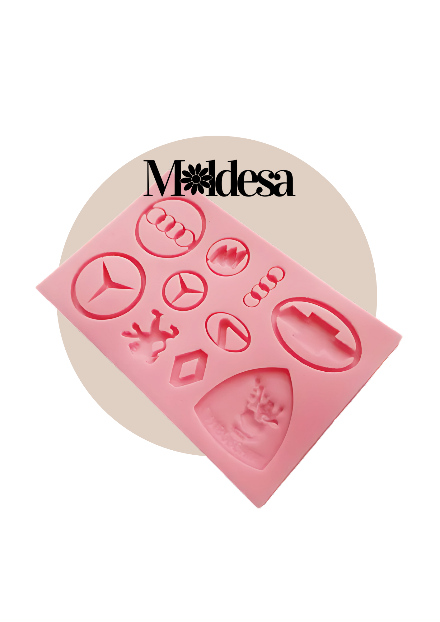 Molde de silicona con 9 logotipos de autos