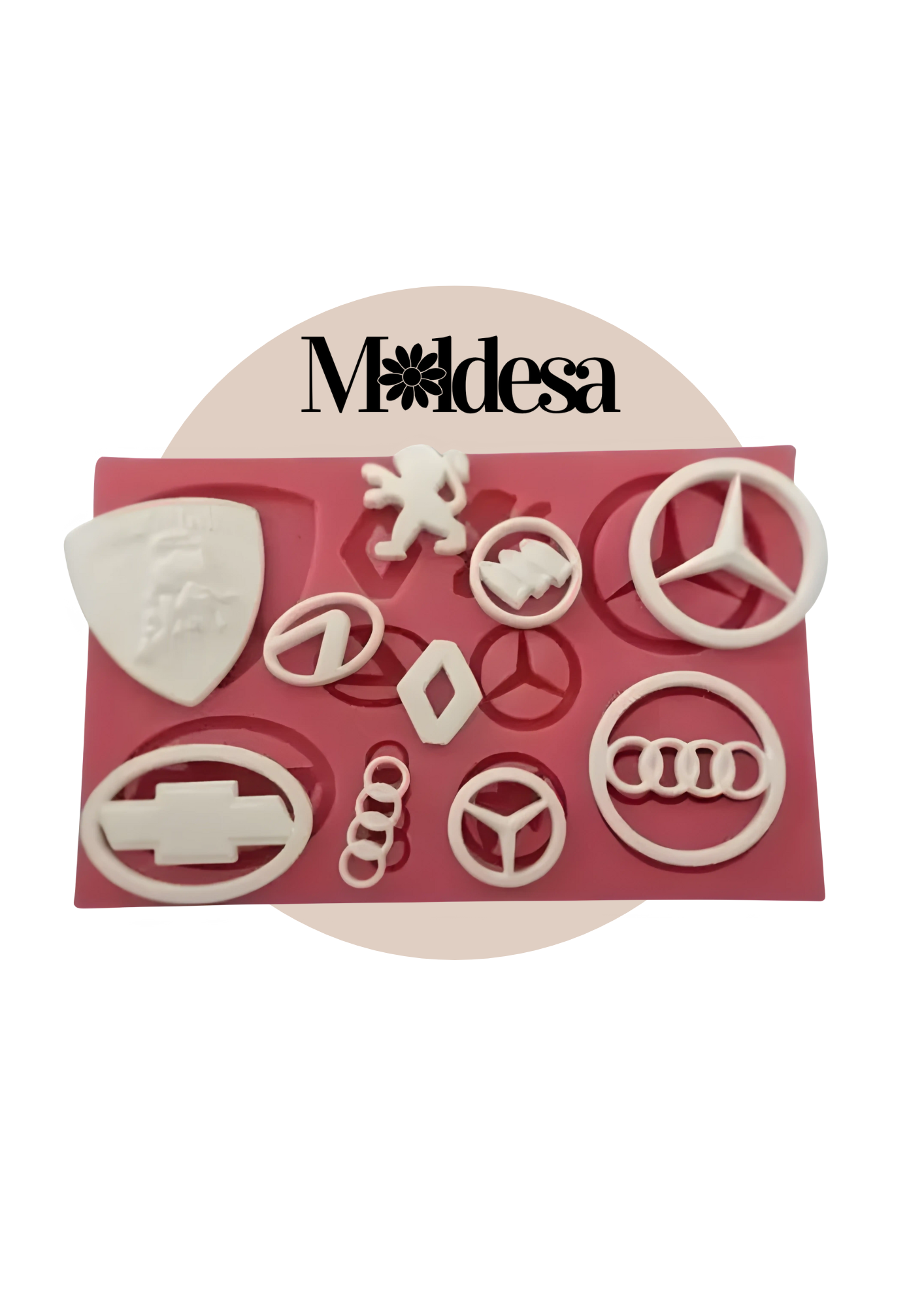 Molde de silicona con 9 logotipos de autos