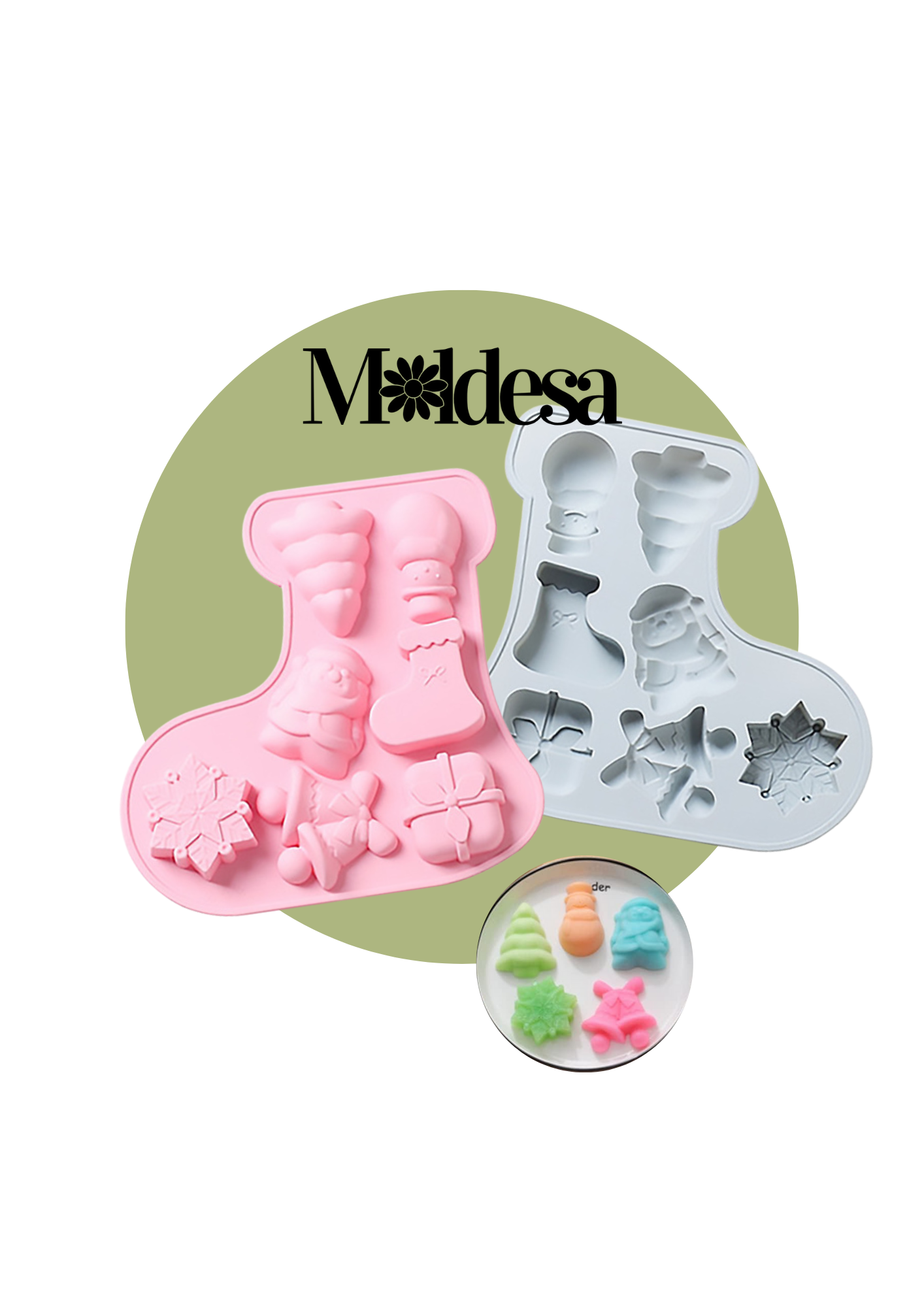 Moldes con forma de bota de silicona navideña