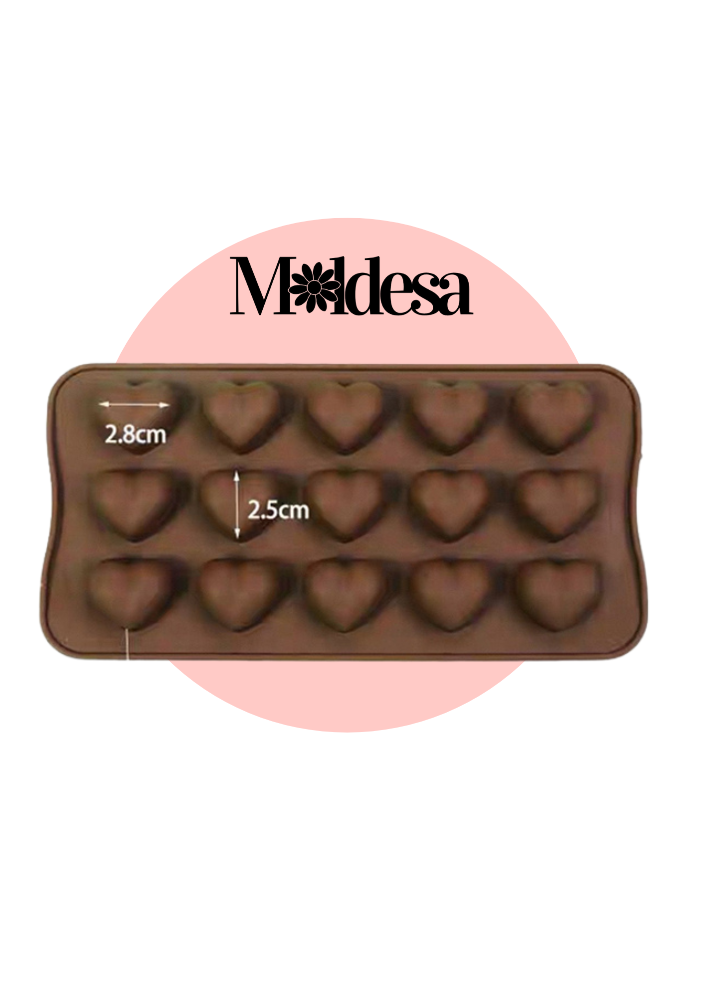 Molde de silicona para 15 chocolates en forma de corazón