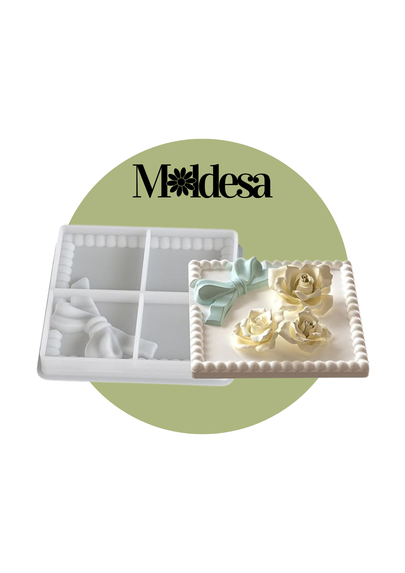 Molde silicona plato cuadrado con moño