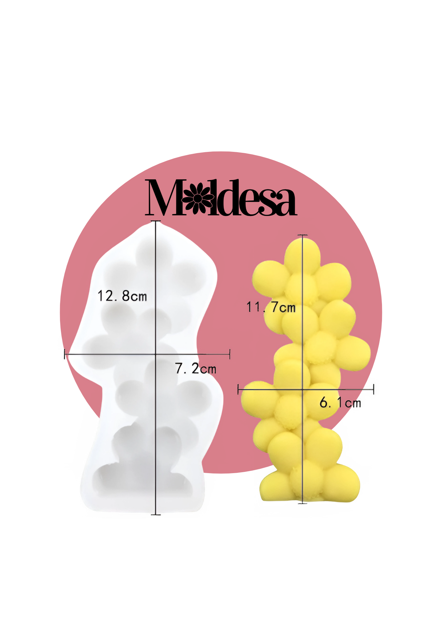 Molde de silicona columna de flores (para vela)