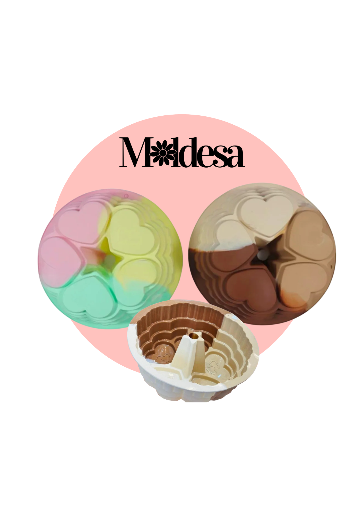 Molde de silicona corazones para budín