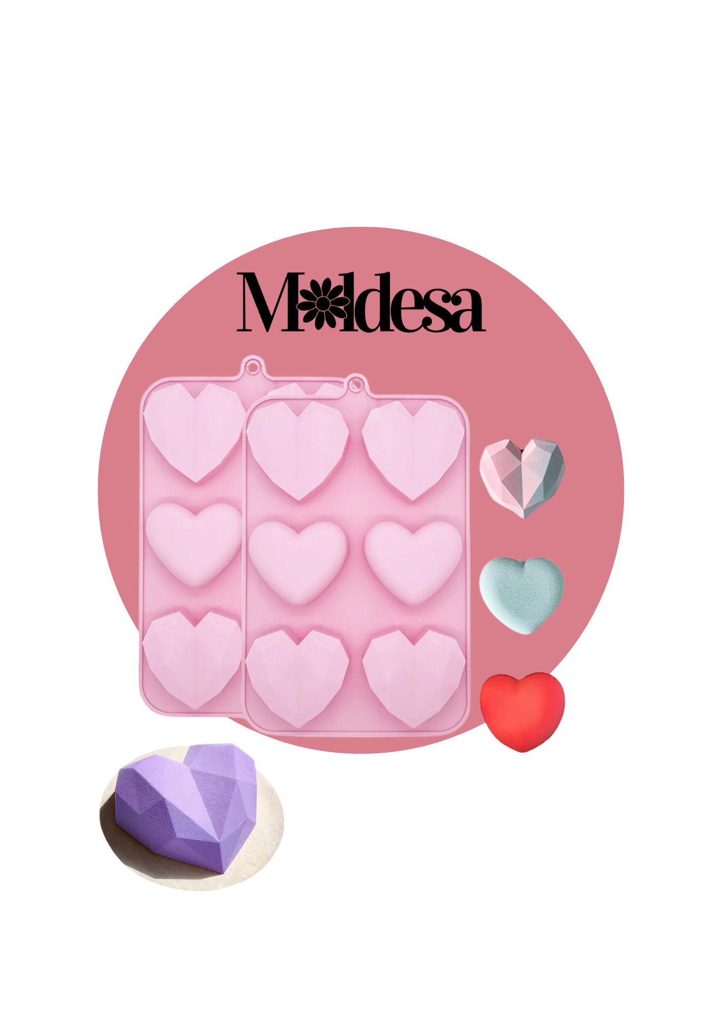 Molde de silicona para 6 corazones