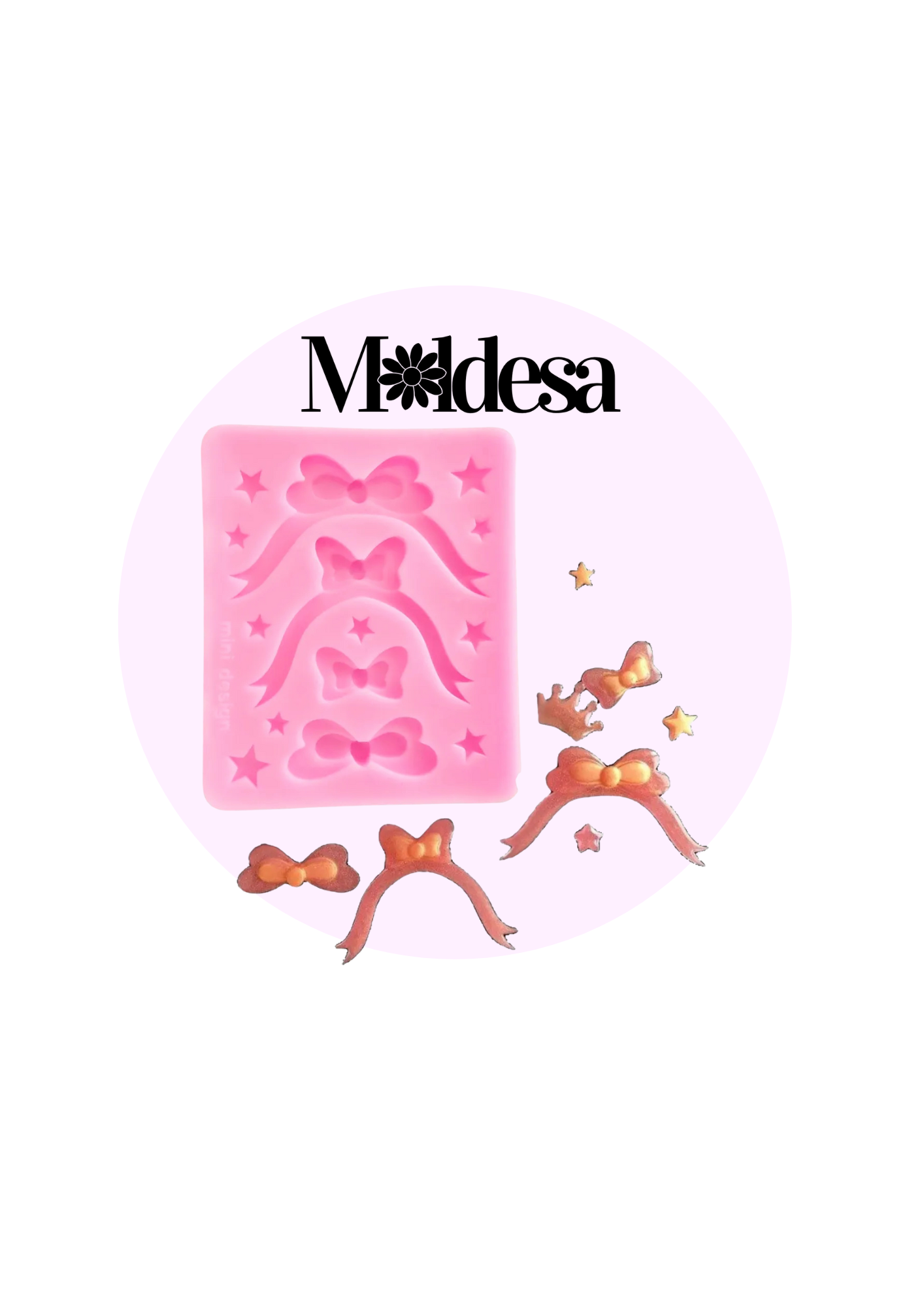 Molde de silicona para 4 moños coquette y estrellitas