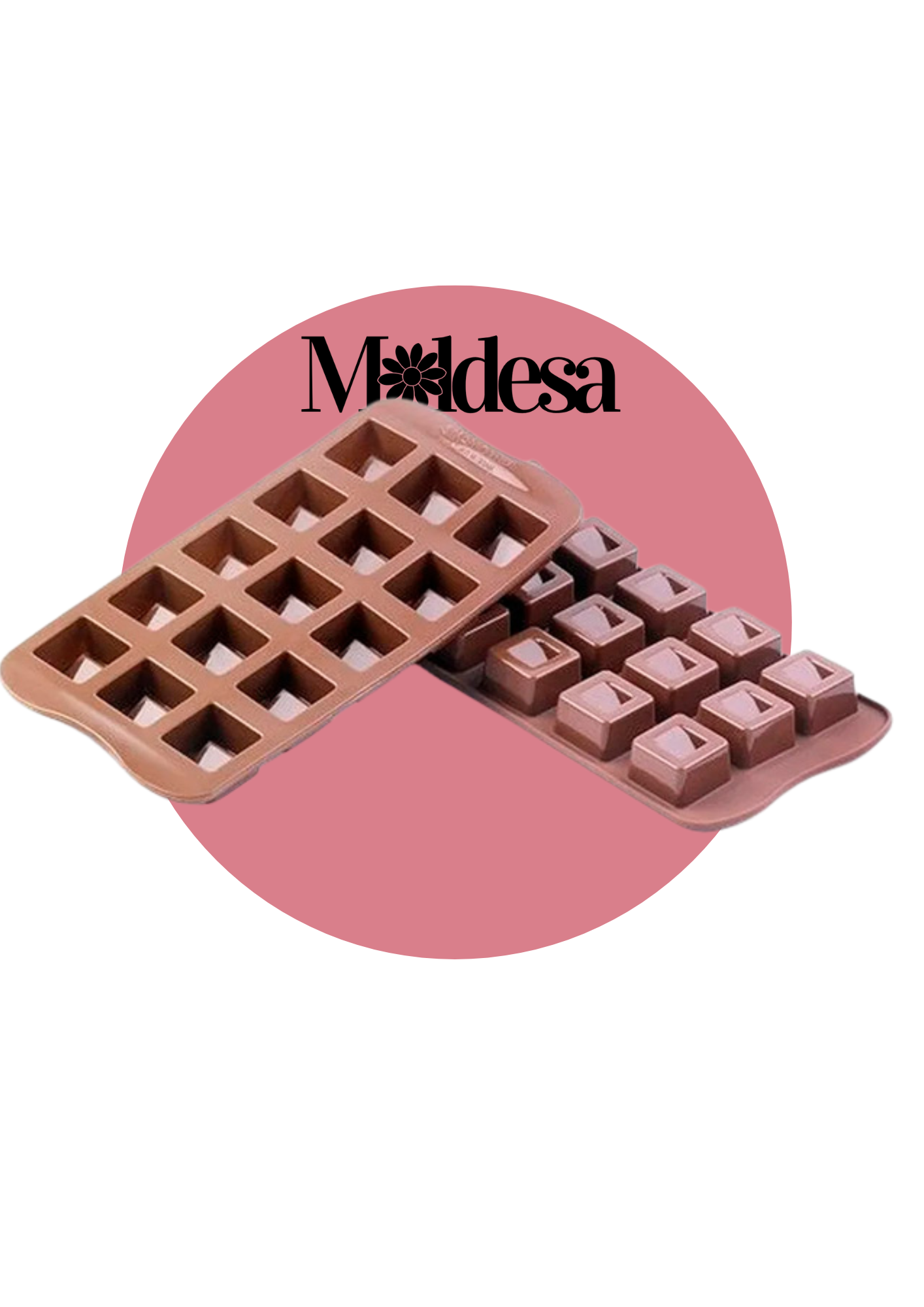 Molde de silicona para chocolates de cubos con desnivel