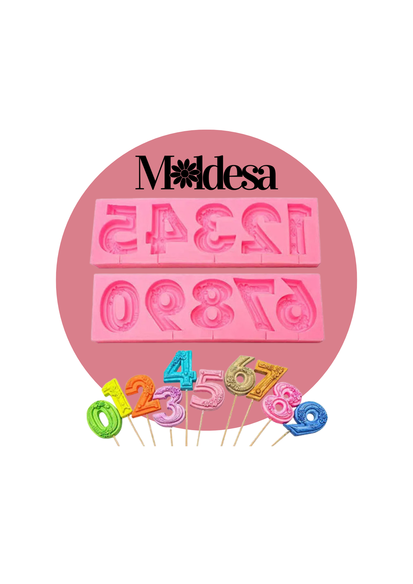 Molde de silicona de números con detalles