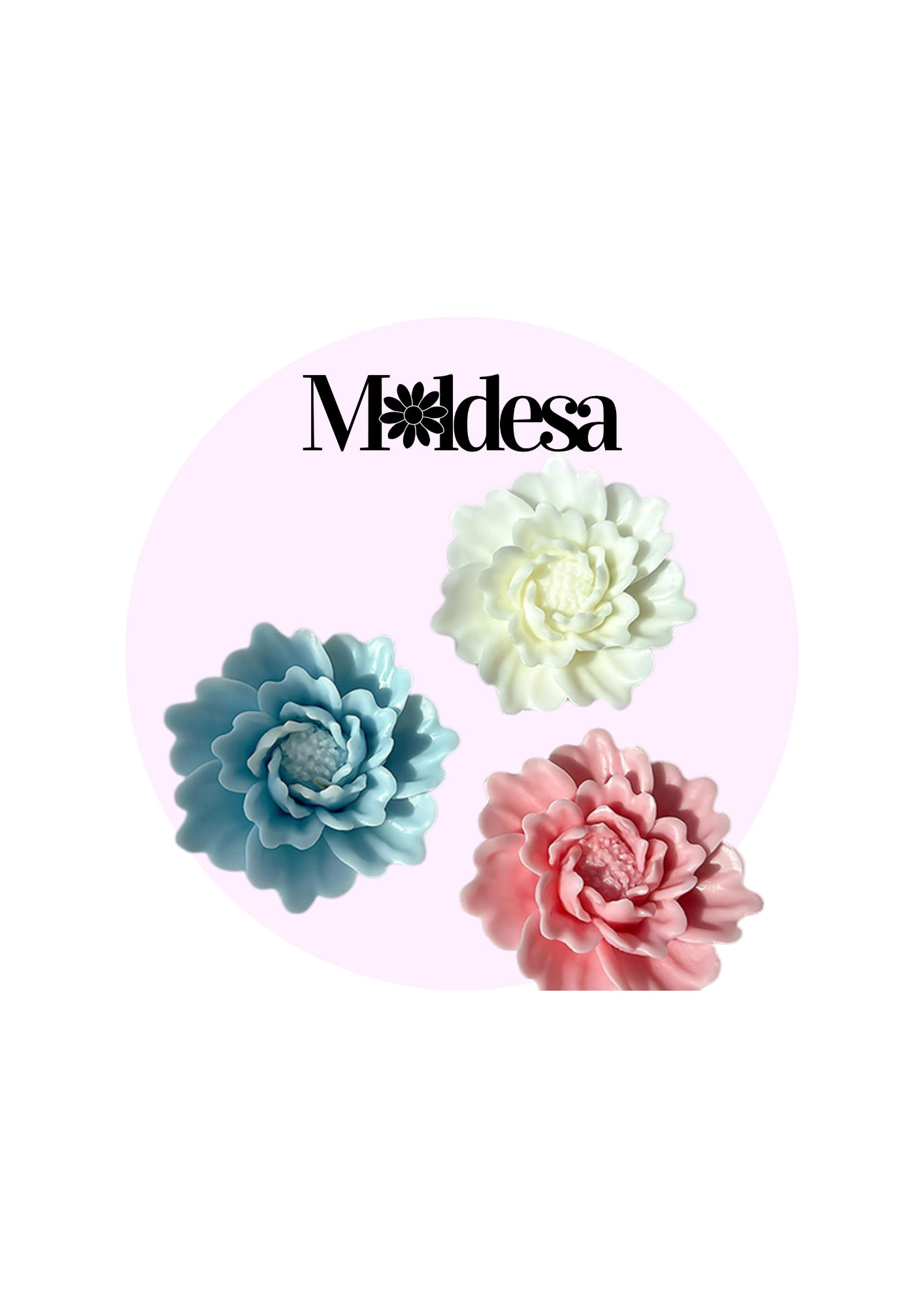 Molde de silicona de flor peonia abierta en 3D