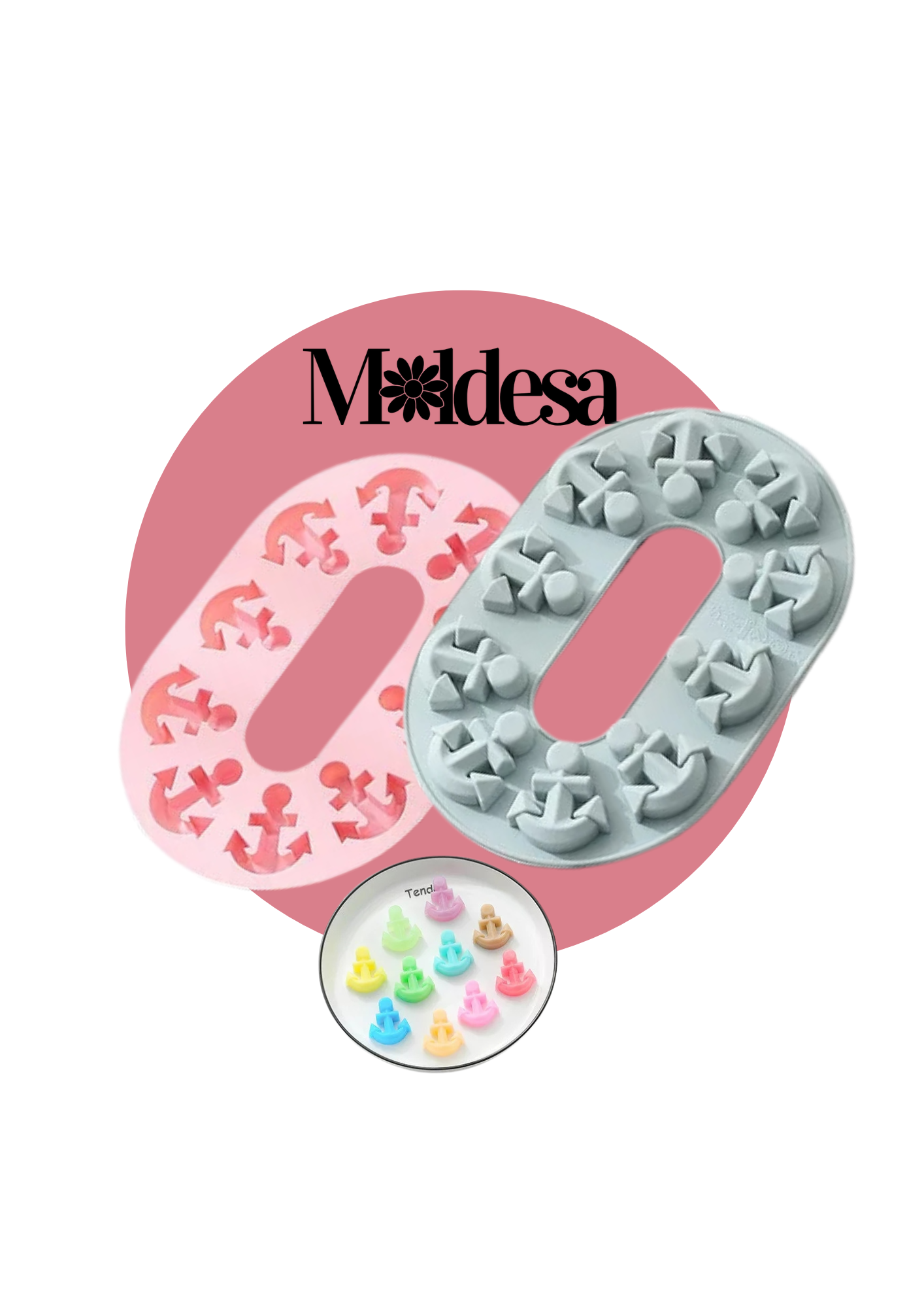 Molde de silicona con figura de ancla.
