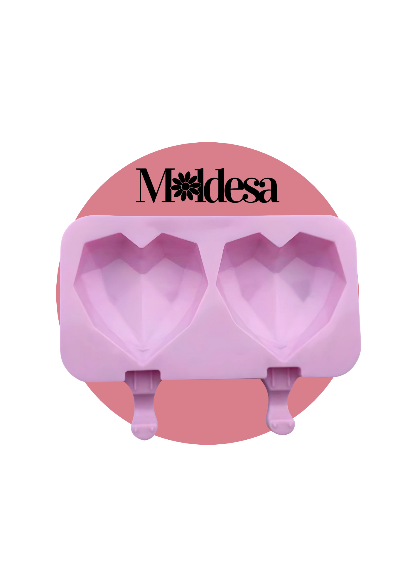 Molde de silicona para 2 paletas corazón diamante