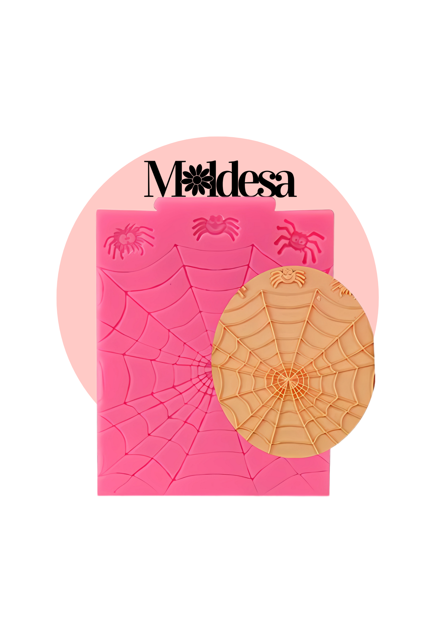 Molde de silicona telaraña y 3 arañas