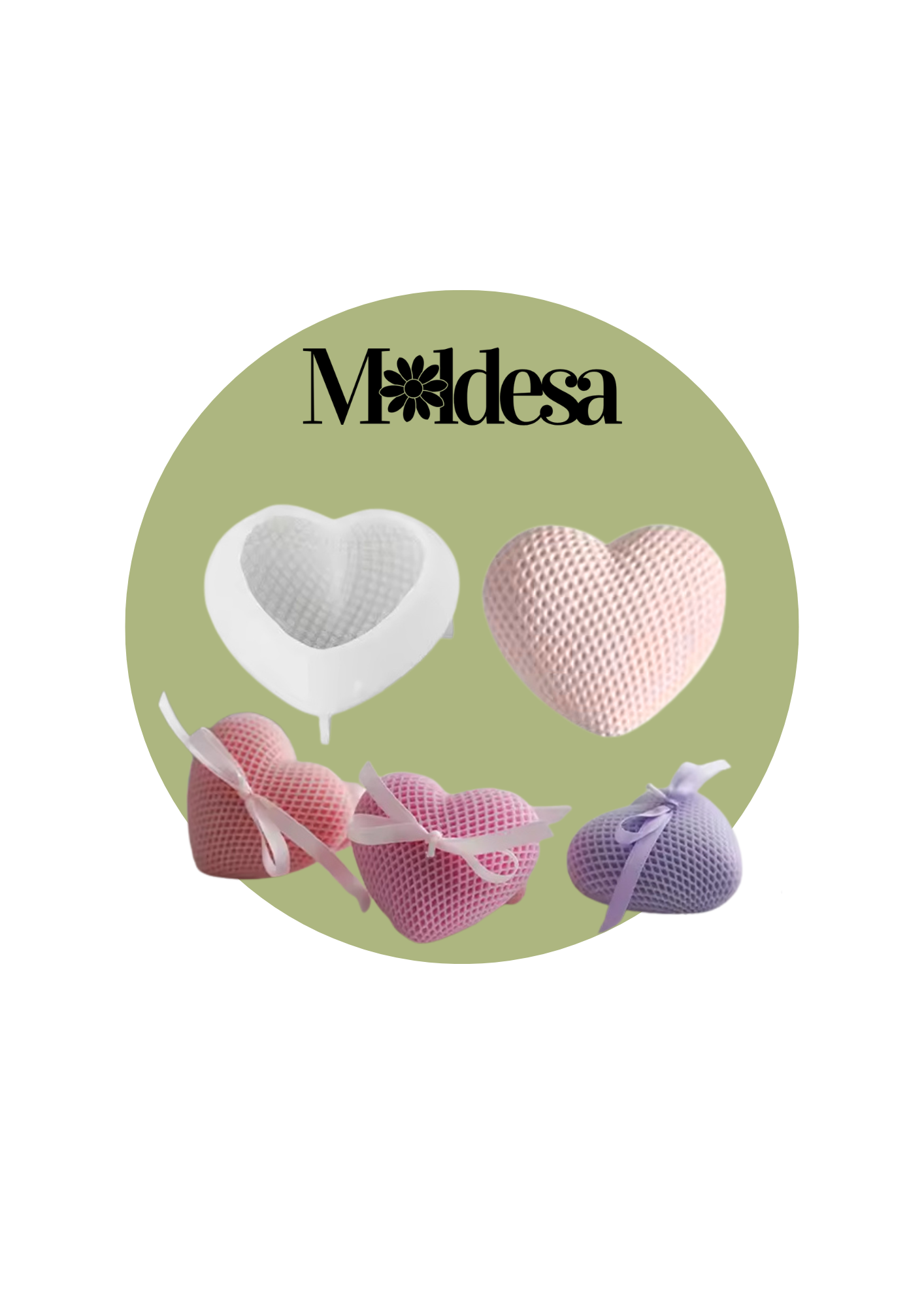 Molde de silicona en forma de corazón 3D texturado