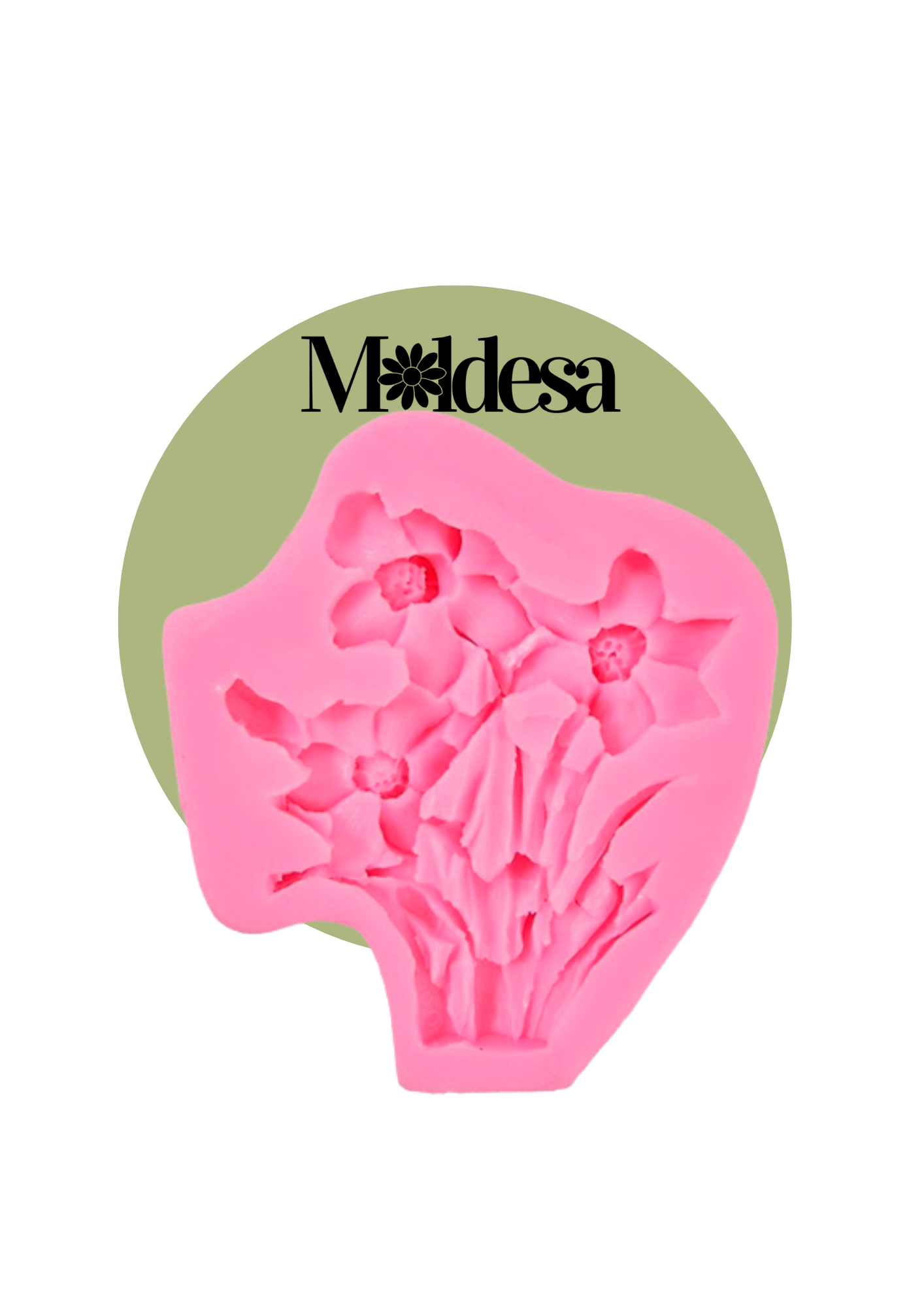 Molde de silicona de 3 flores y pasto