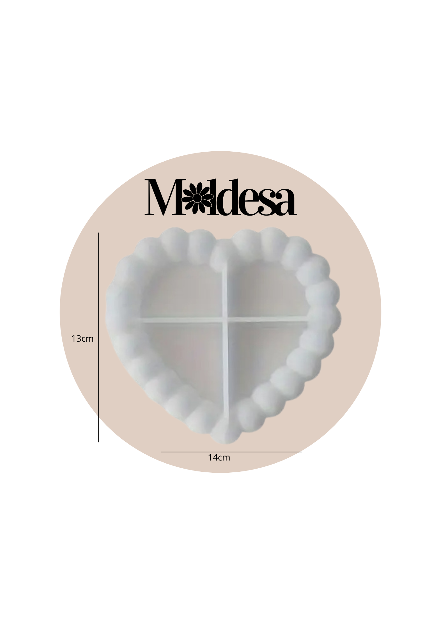 Molde de silicona con corazón con burbujas