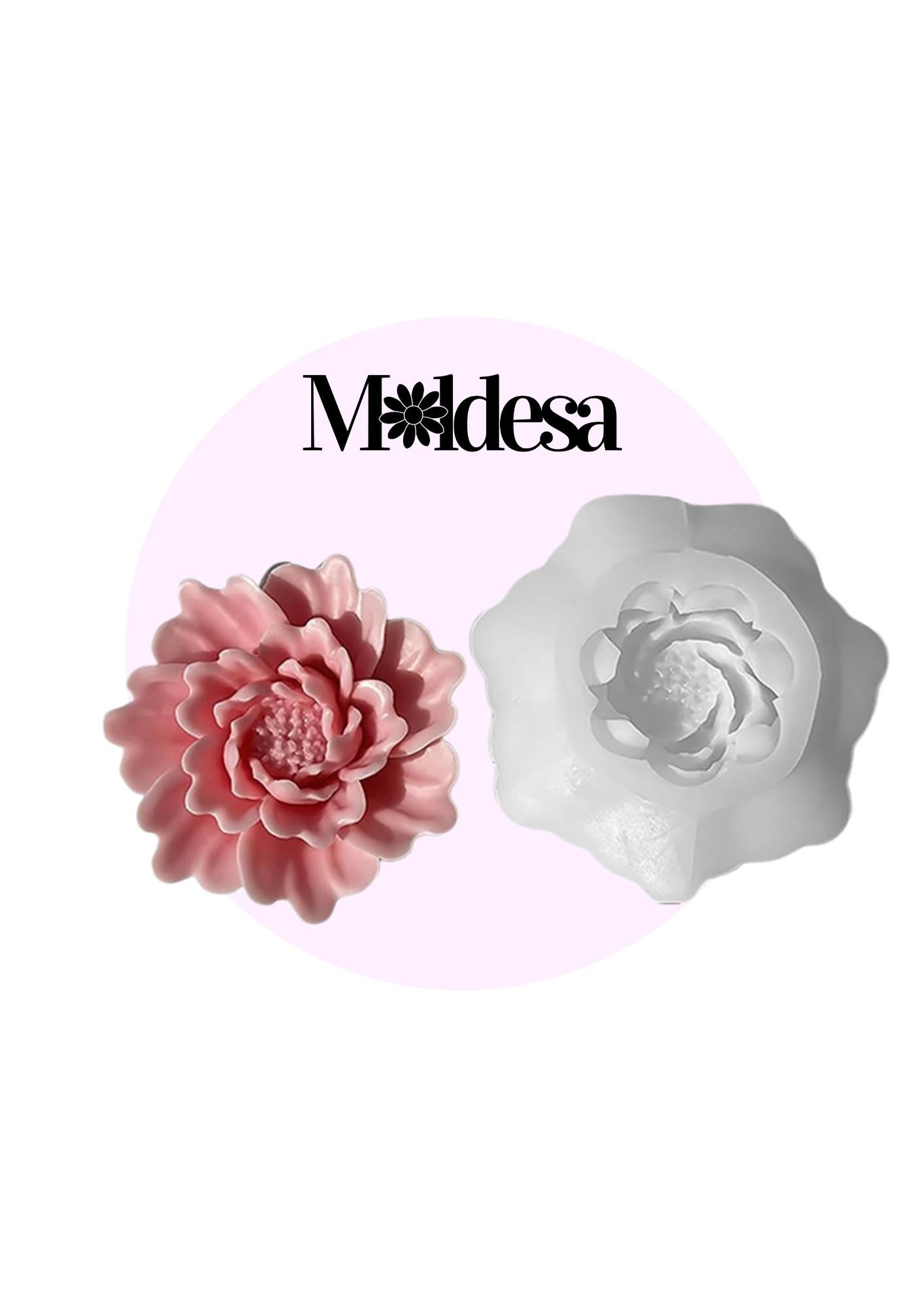 Molde de silicona de flor peonia abierta en 3D