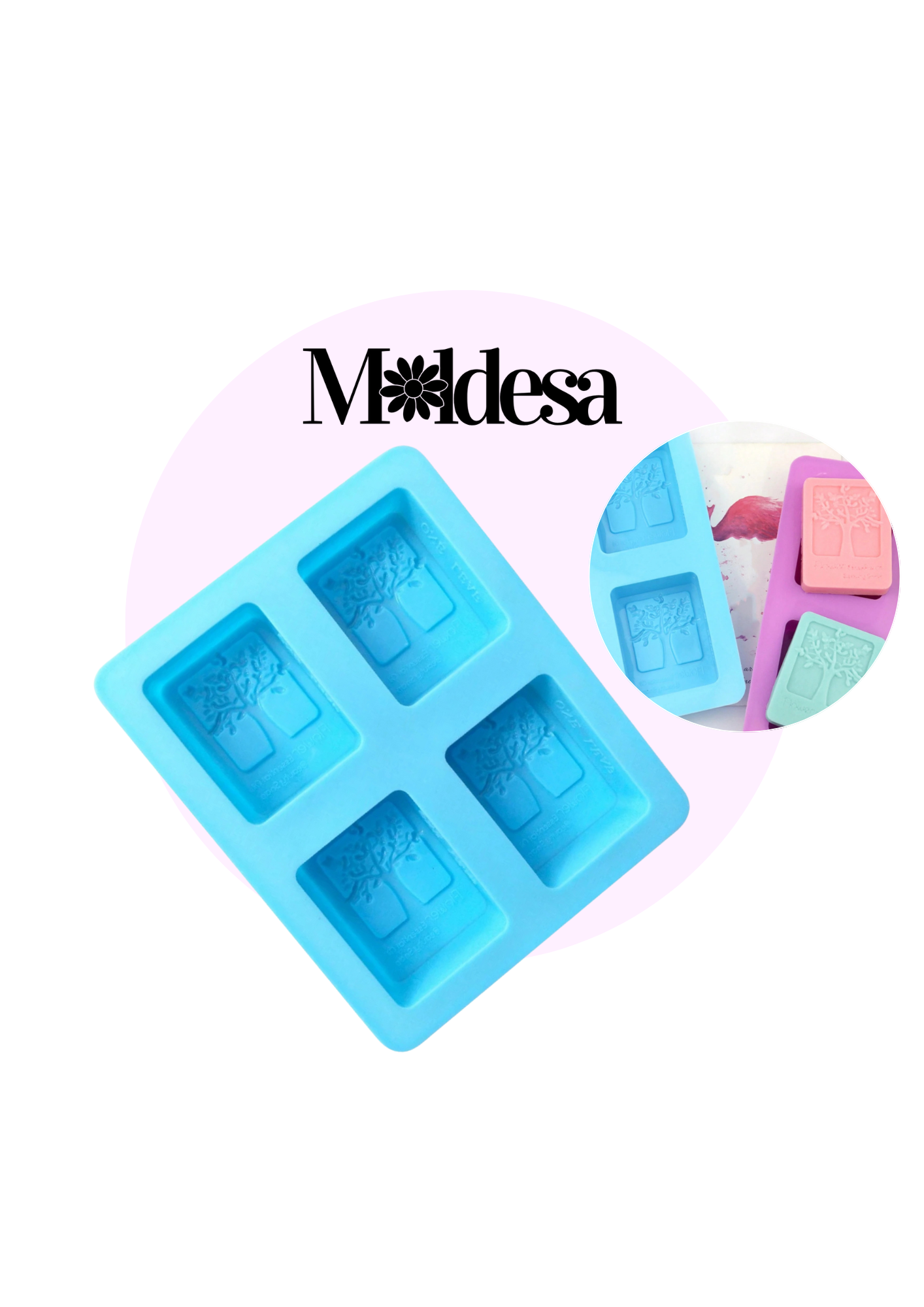 Molde de silicona para jabón rectángulo con forma de árbol