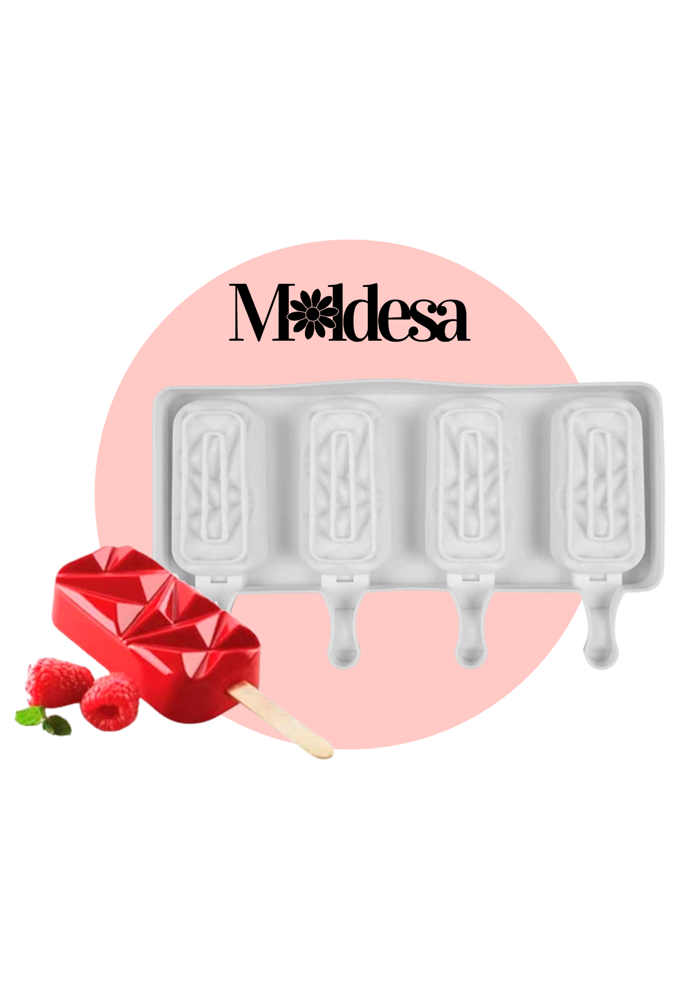 Molde de silicona para 4 helados paleta diamante facetados