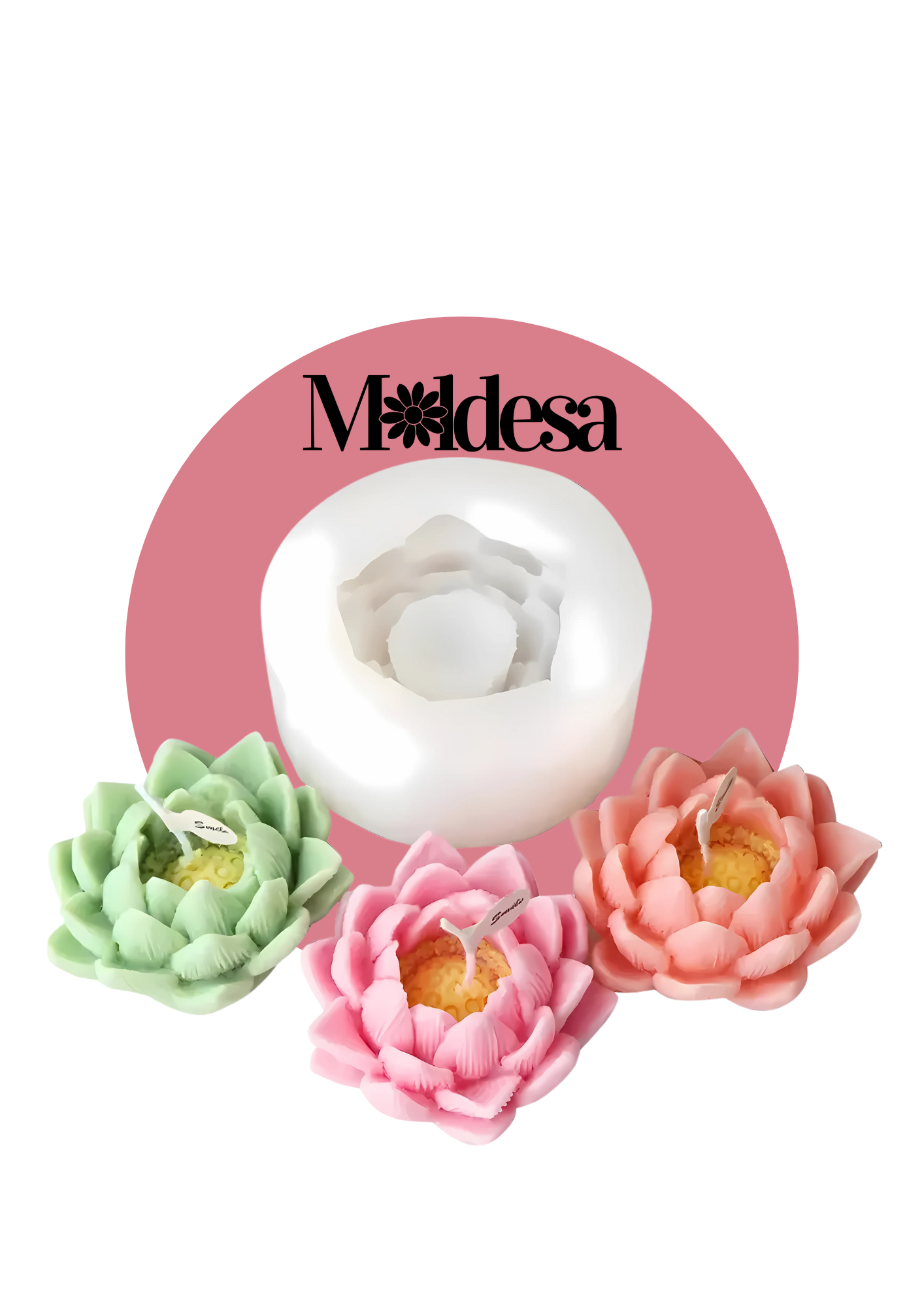 Molde de silicona de flor de loto abierta