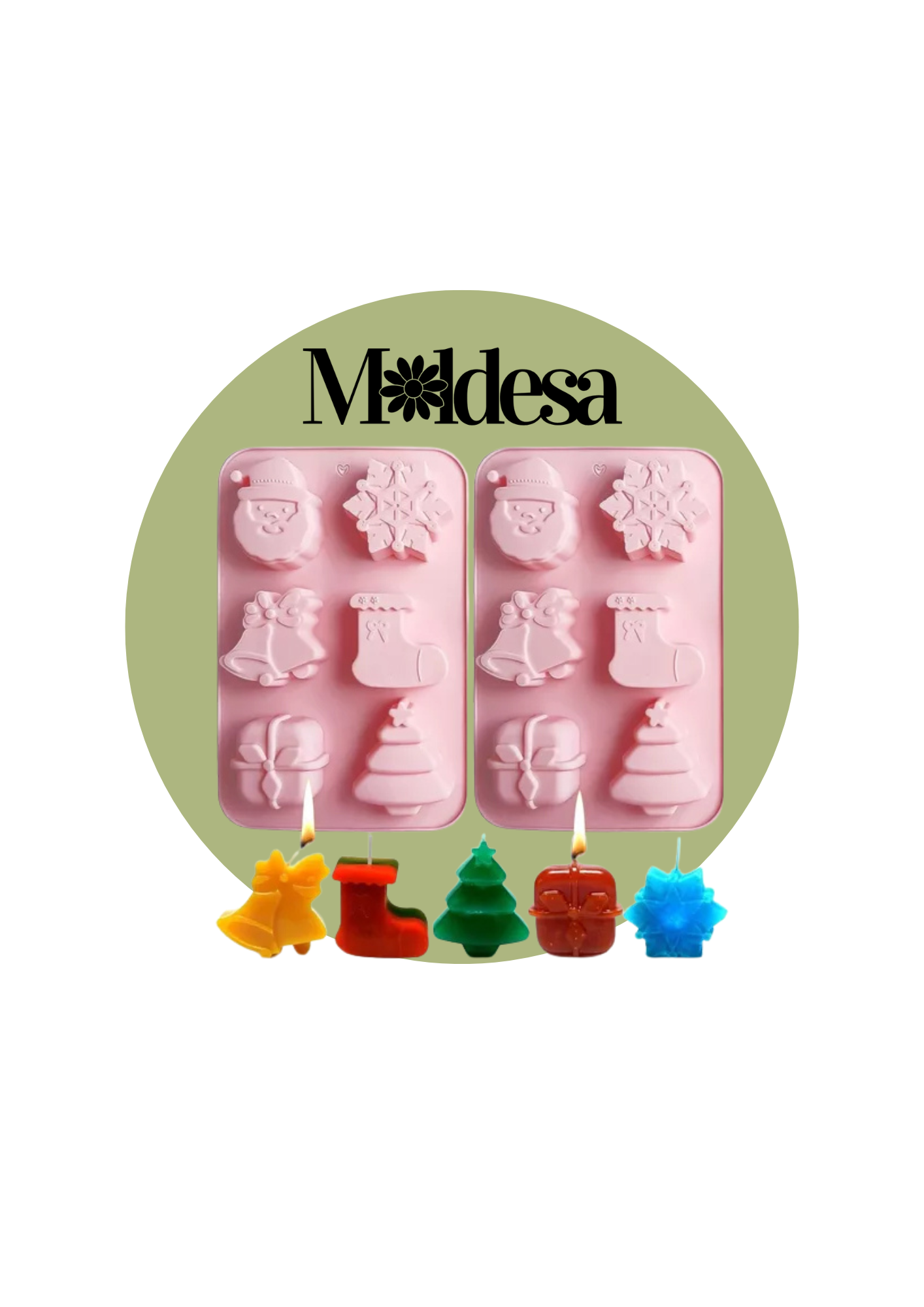 Molde de silicona 6 figuras navideñas