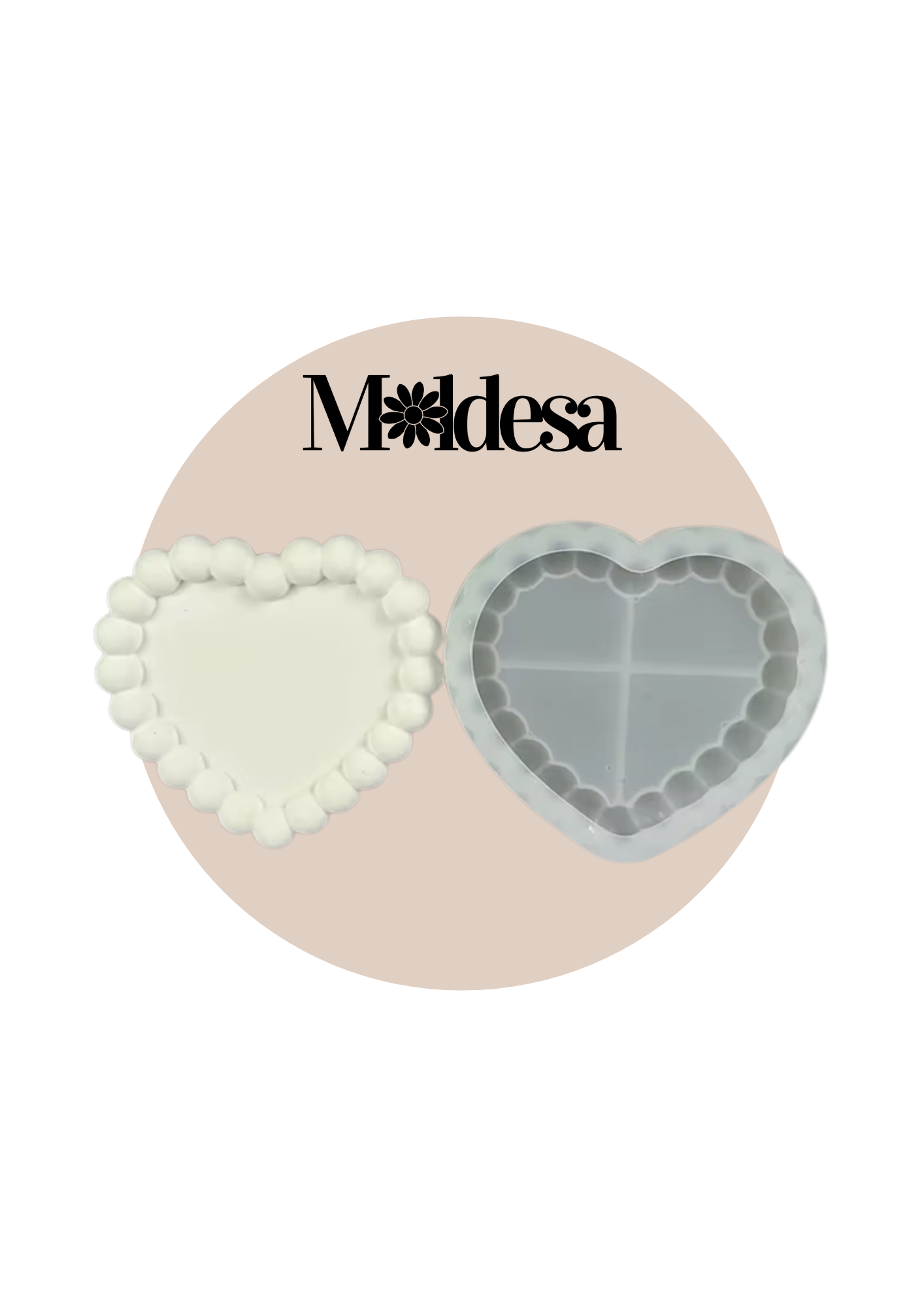 Molde de silicona con corazón con burbujas 