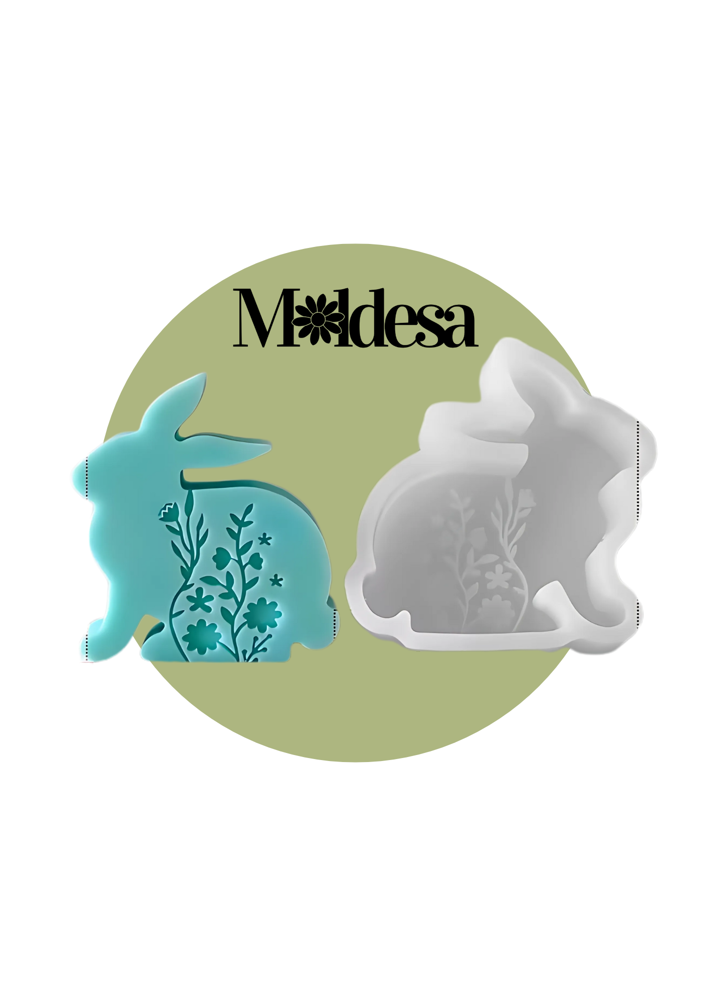 Molde de silicona en forma de conejo con flores