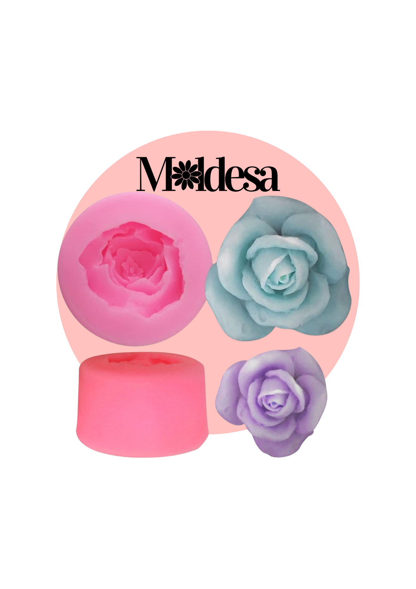 Molde de silicona en forma de rosa