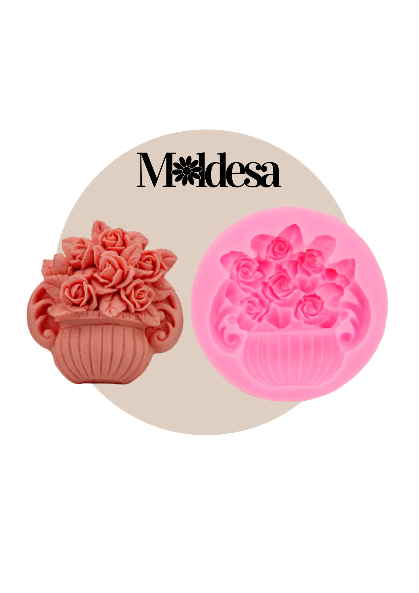 Molde de silicona maceta con rosas