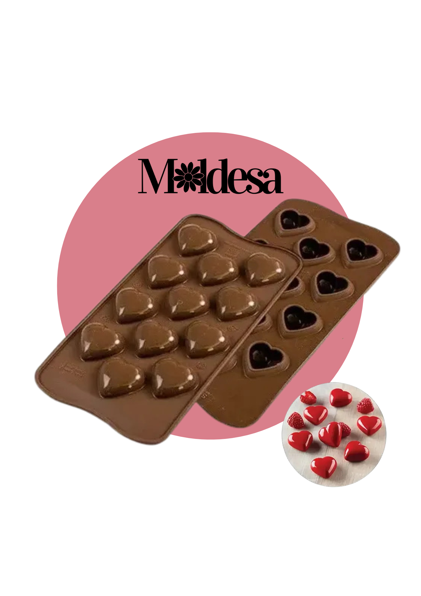 Molde de silicona para chocolates en forma de corazón