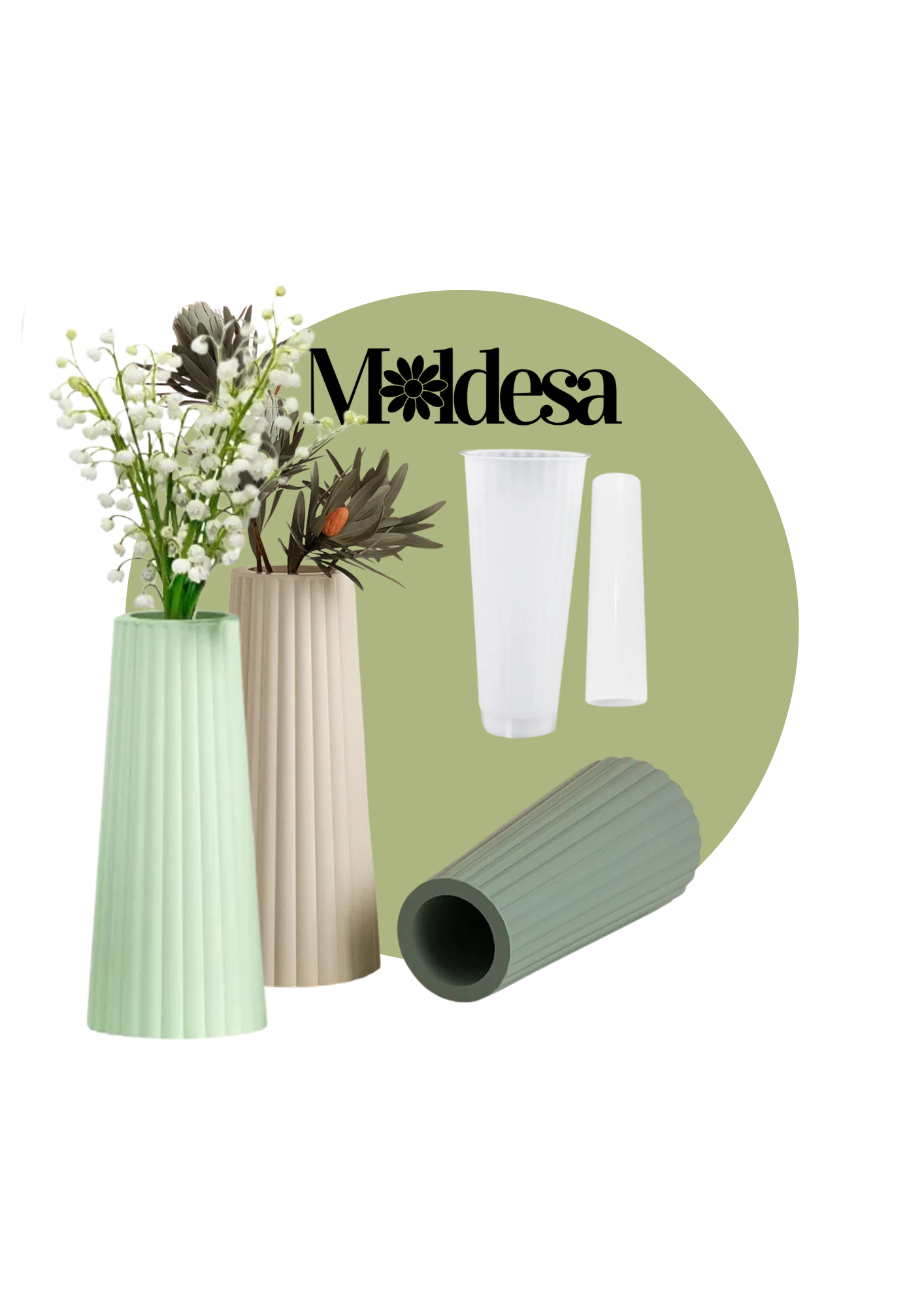 Molde silicona florero grande rayado