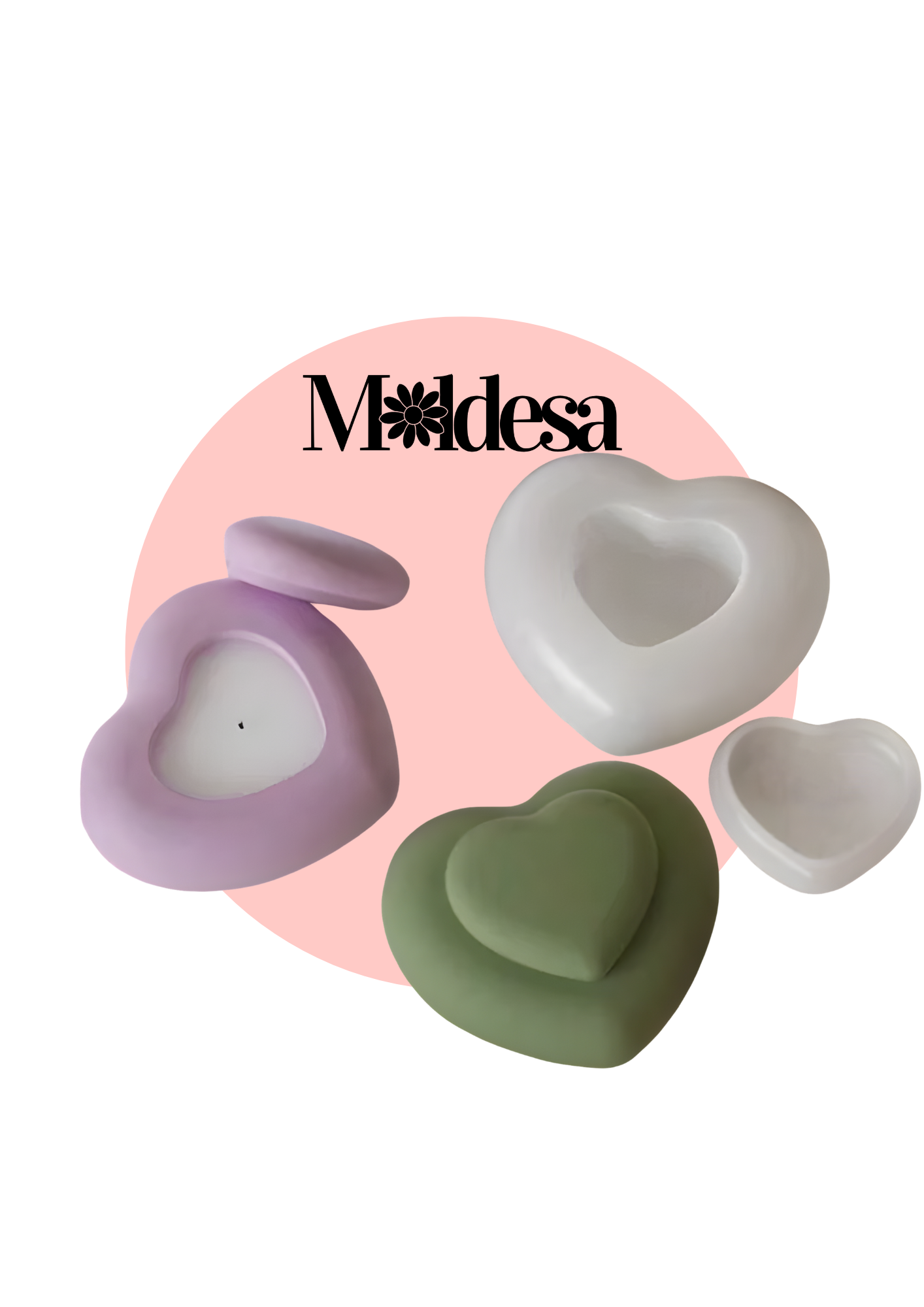 Molde de silicona de Portavelas de corazón con tapa