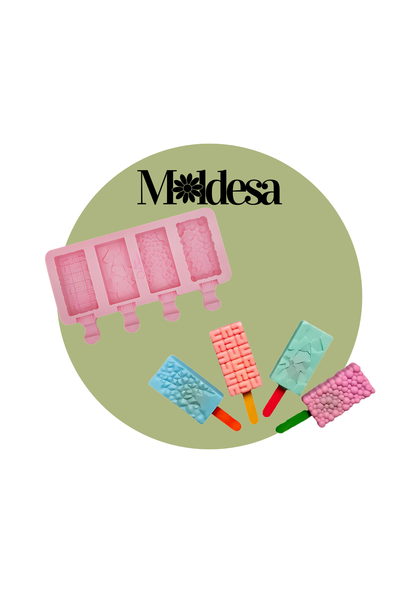 Molde de silicona para 4 paletas de helado con texturas