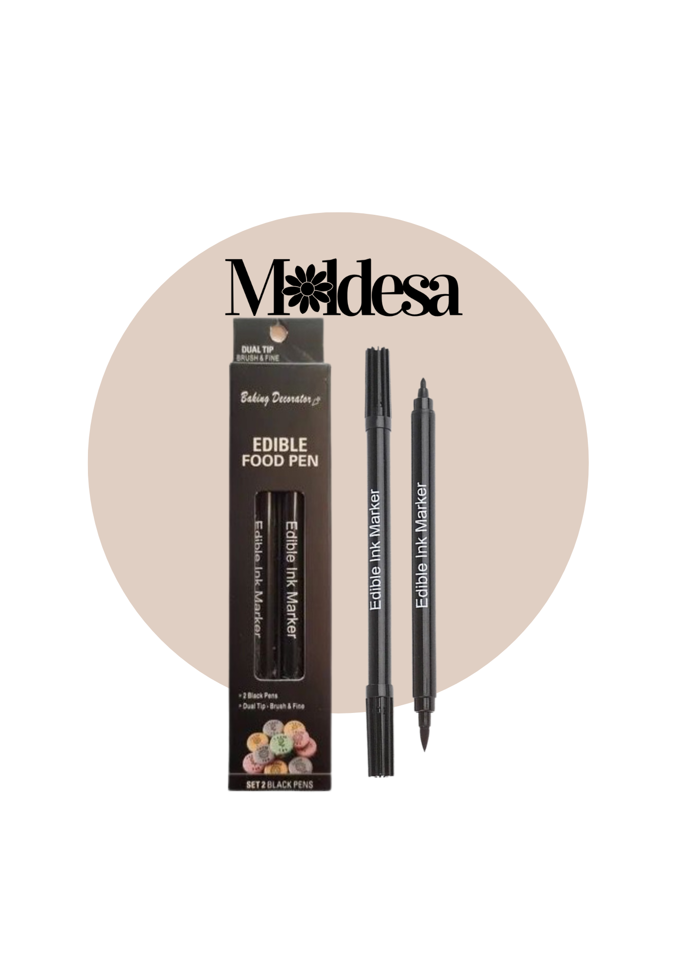 Marcador doble punta comestible negro