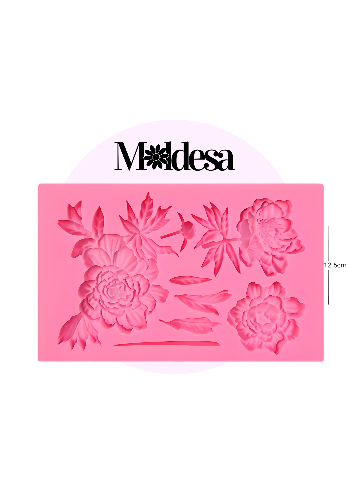 Molde de silicona para rosas con hojas y tallo