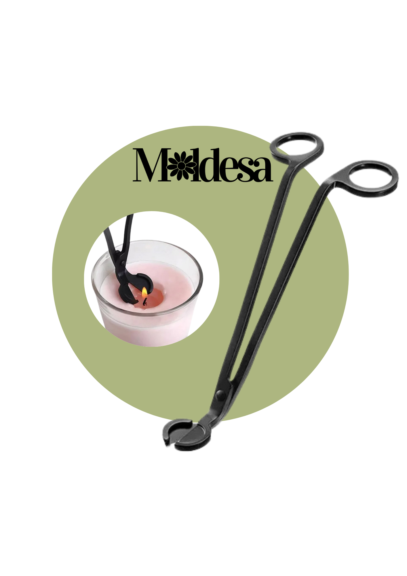 Tijera de acero negro para cortas mechas de velas