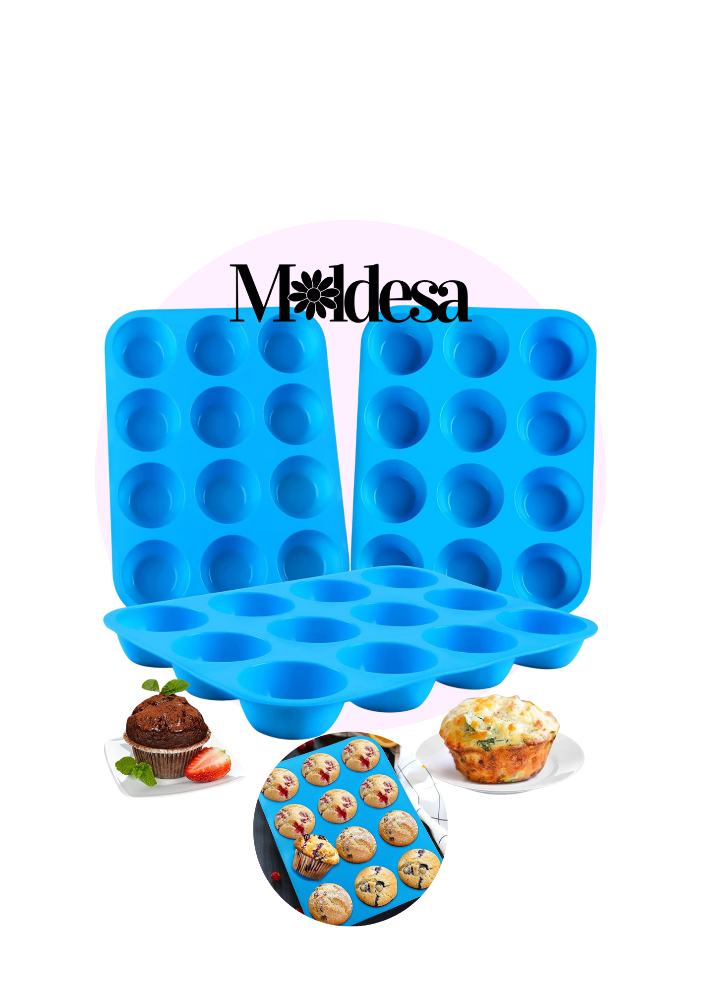 Molde de silicona para 12 magdalenas