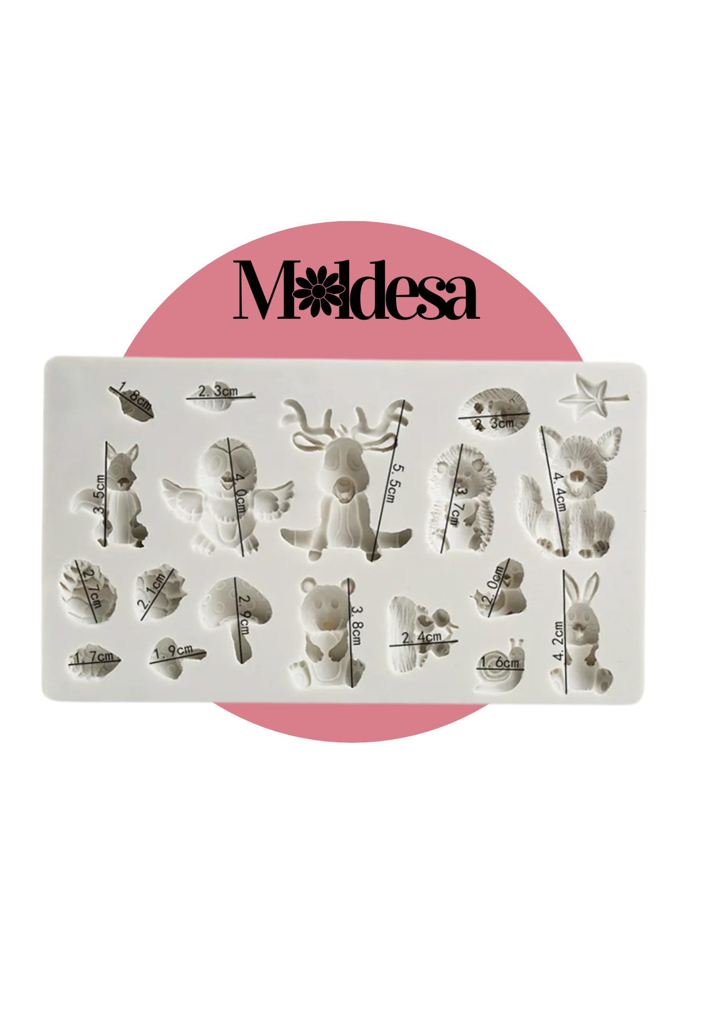 Molde de silicona con figuras de animales del bosque 