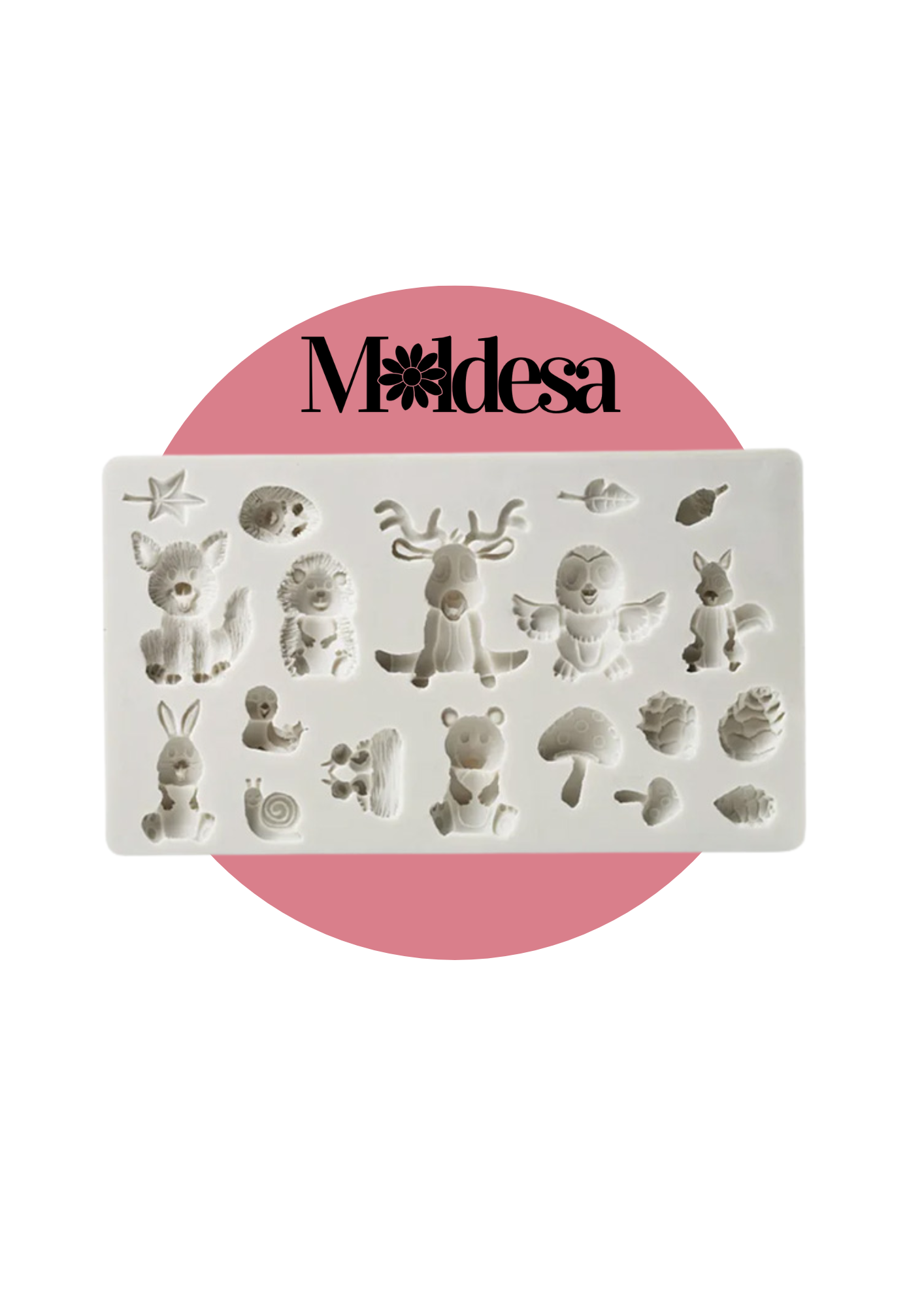Molde de silicona con figuras de animales del bosque 