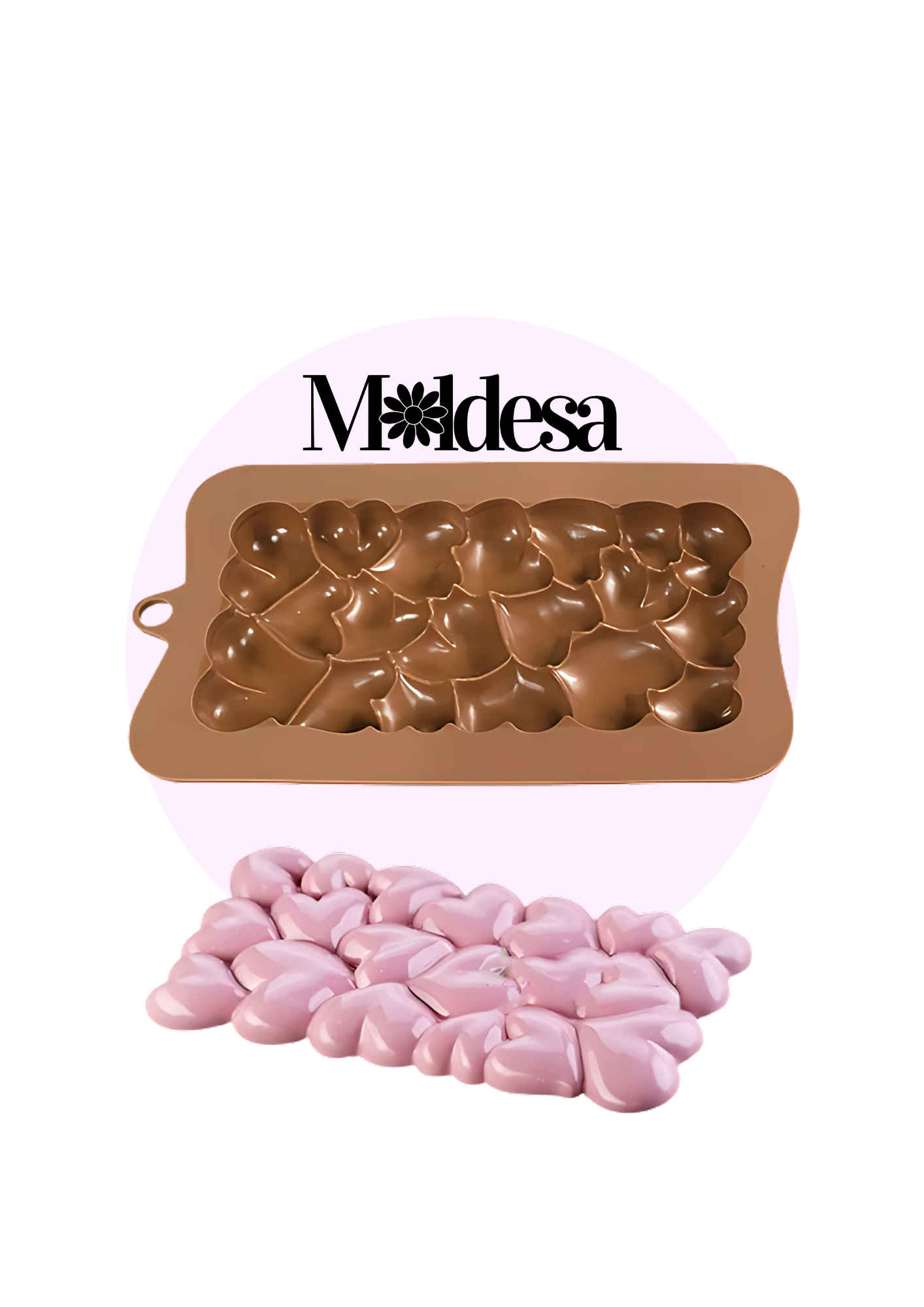 Molde de silicona tableta de corazones para chocolate