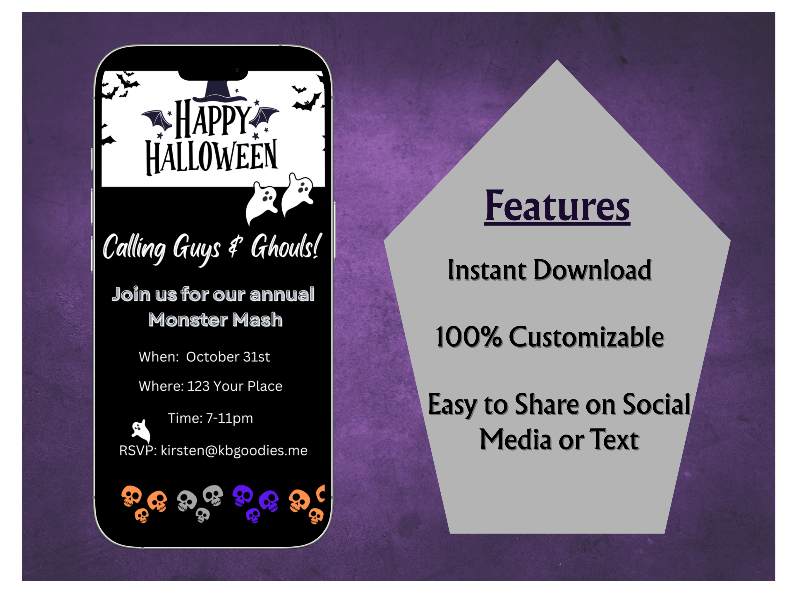 Digital Guys & Ghouls Halloween Invitation