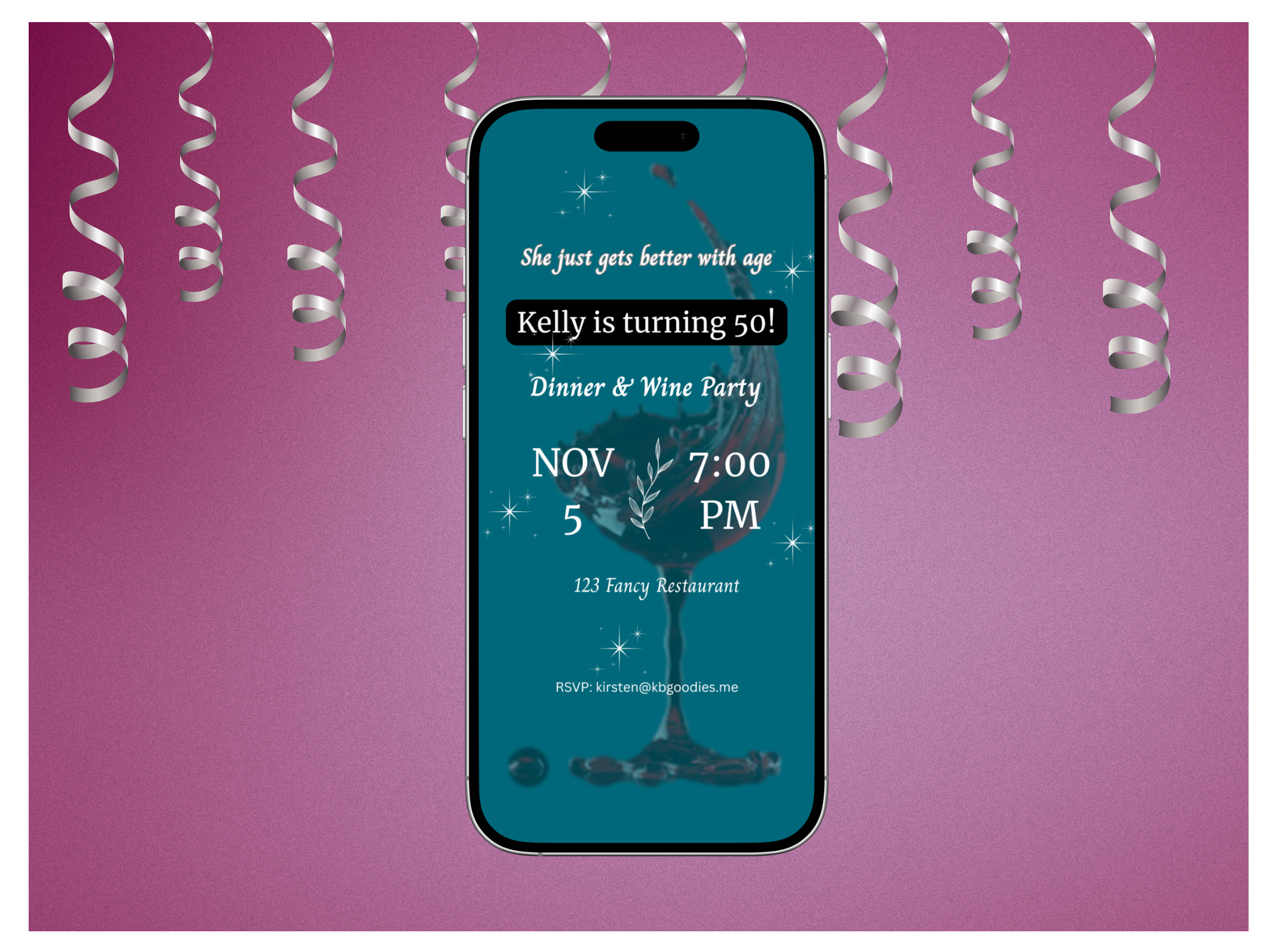 Customizable, Digital Birthday Dinner Invitation