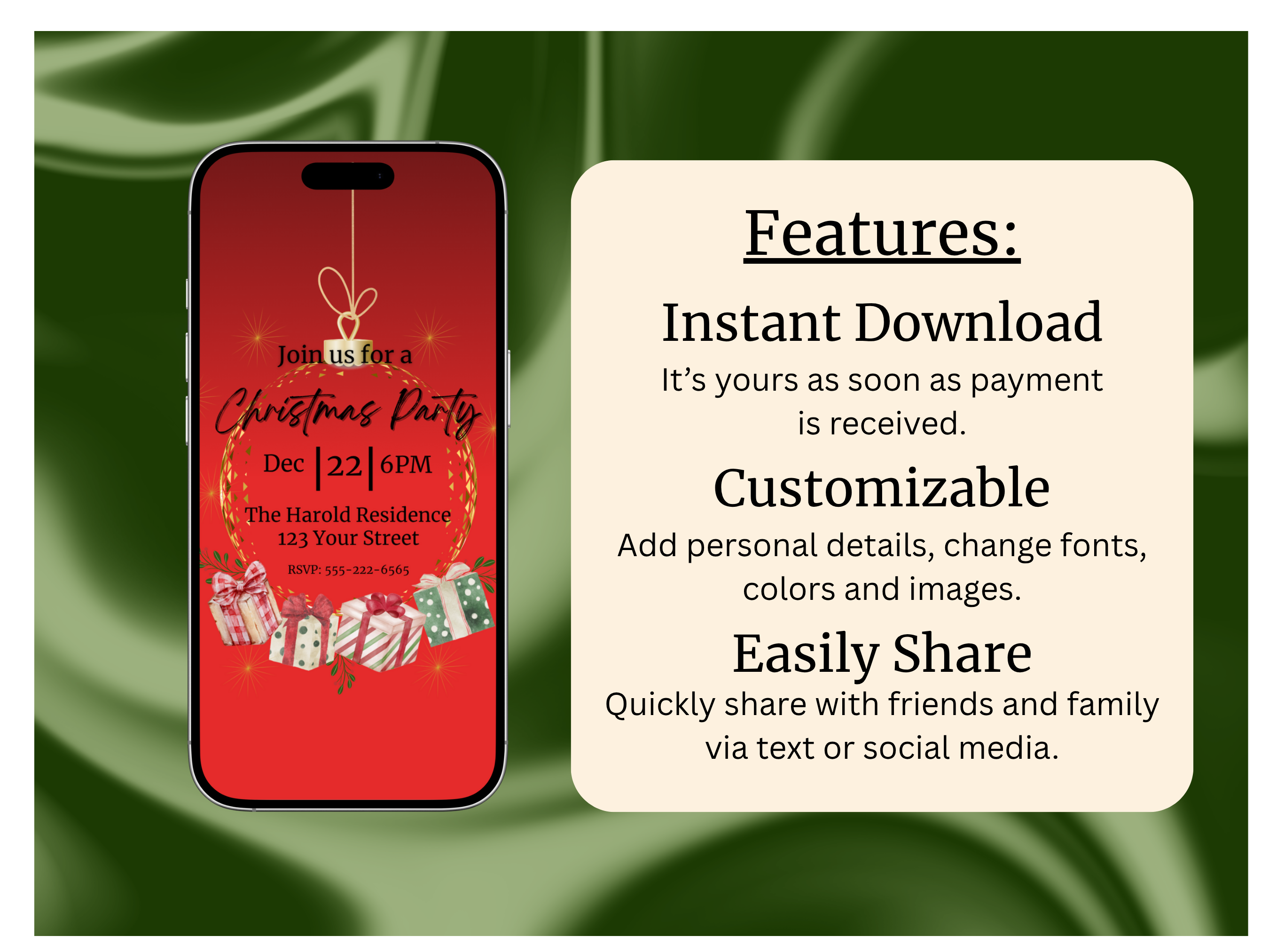 Christmas Ornament Gift Digital Party Invitation