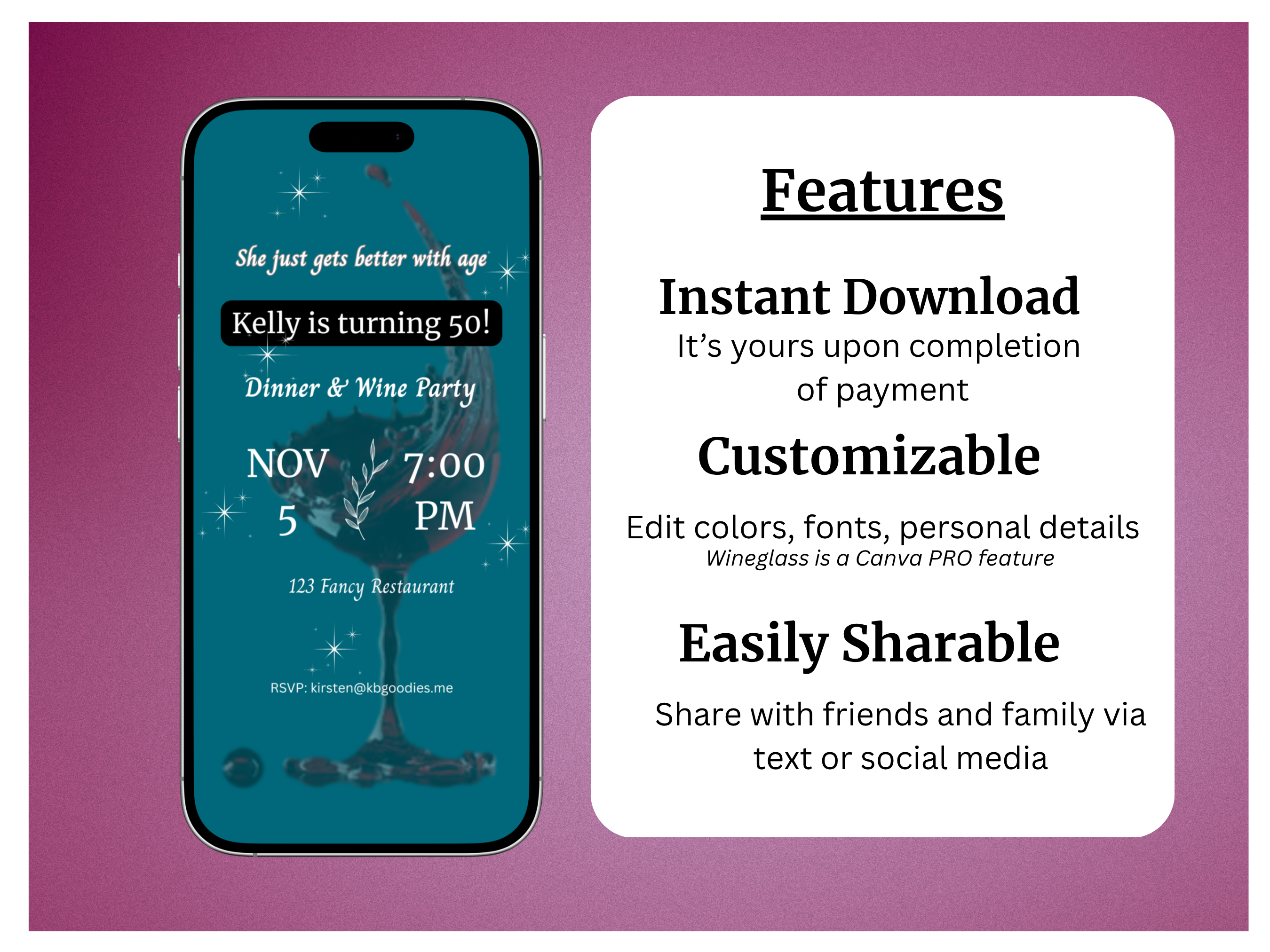 Customizable, Digital Birthday Dinner Invitation