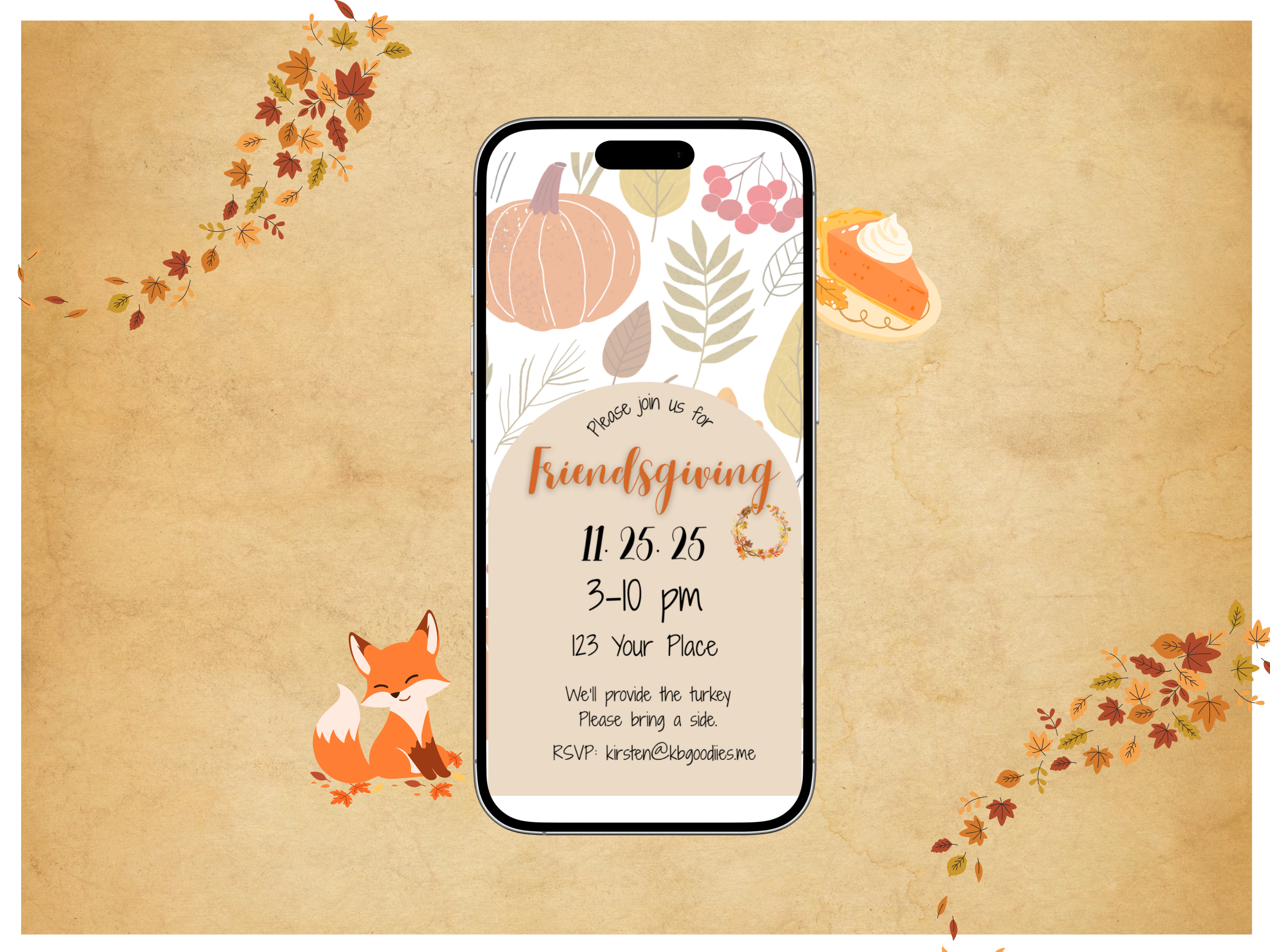 Friendsgiving Digital Customizable Invitation