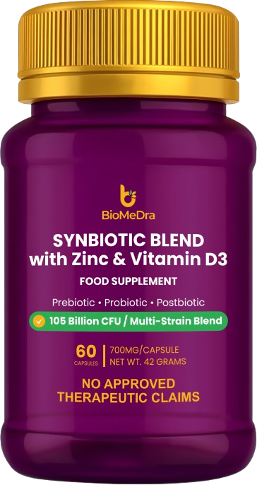 BioMeDra Synbiotic Blend with Zinc & Vitamin D3 (105B CFU/MULTI-STRAIN BLEND)