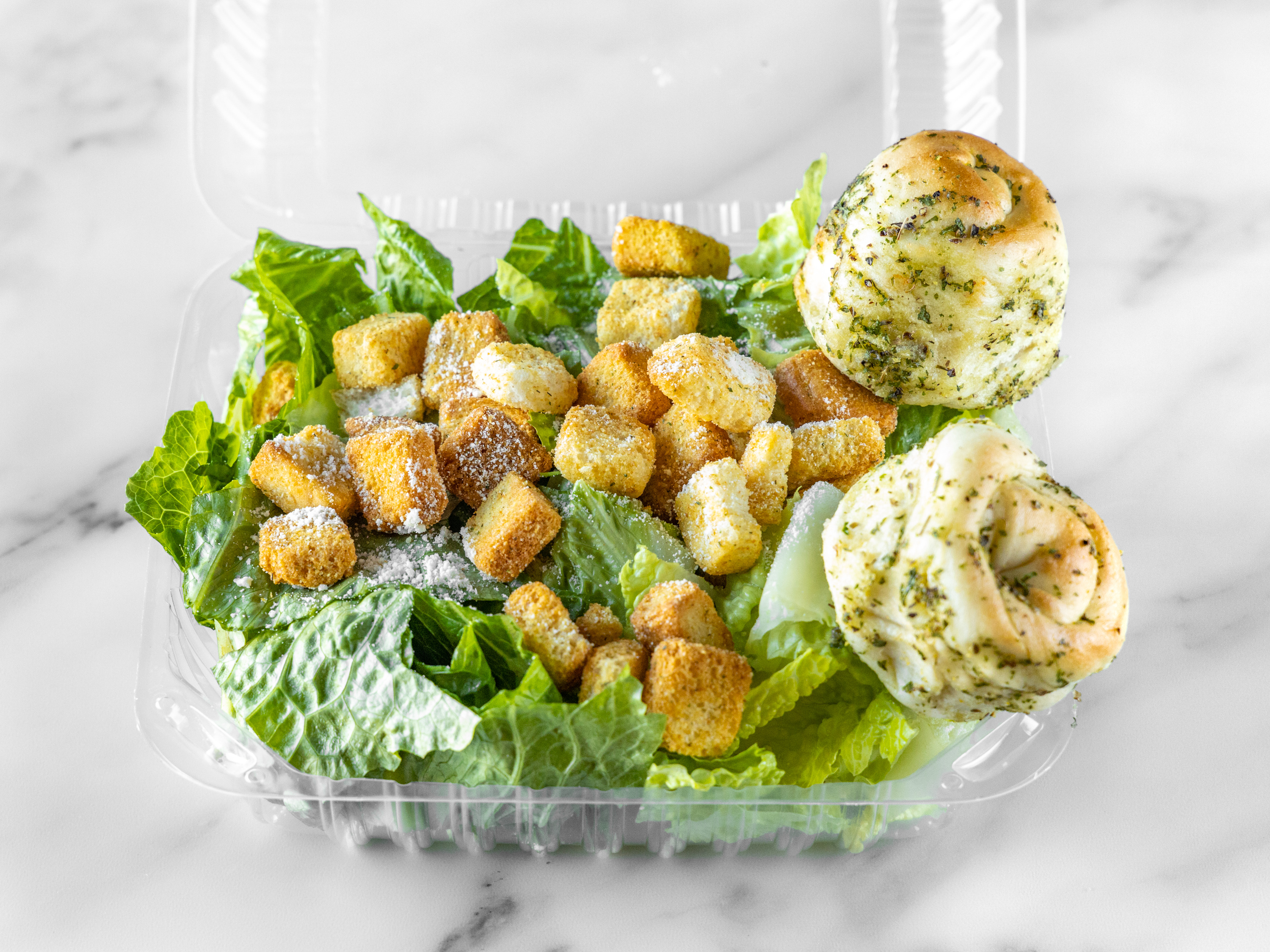 Caesar Salad with Garlic Knots