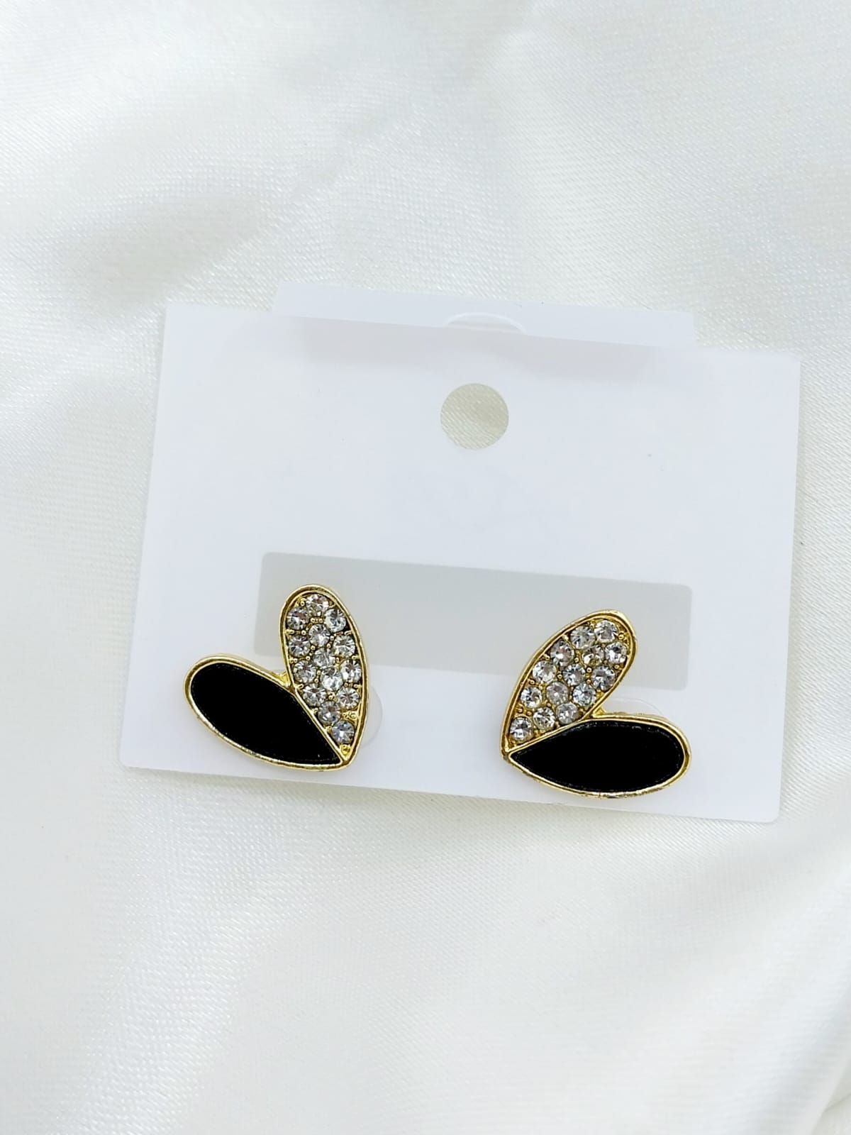 Elegant Black and Crystal Stud Earrings