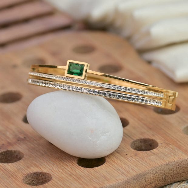 Gold-Plated Bracelet with Emerald Stone