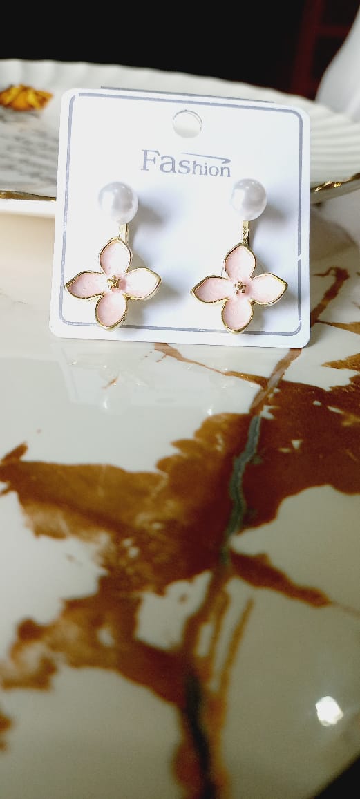 Pink Flower Stud Earrings